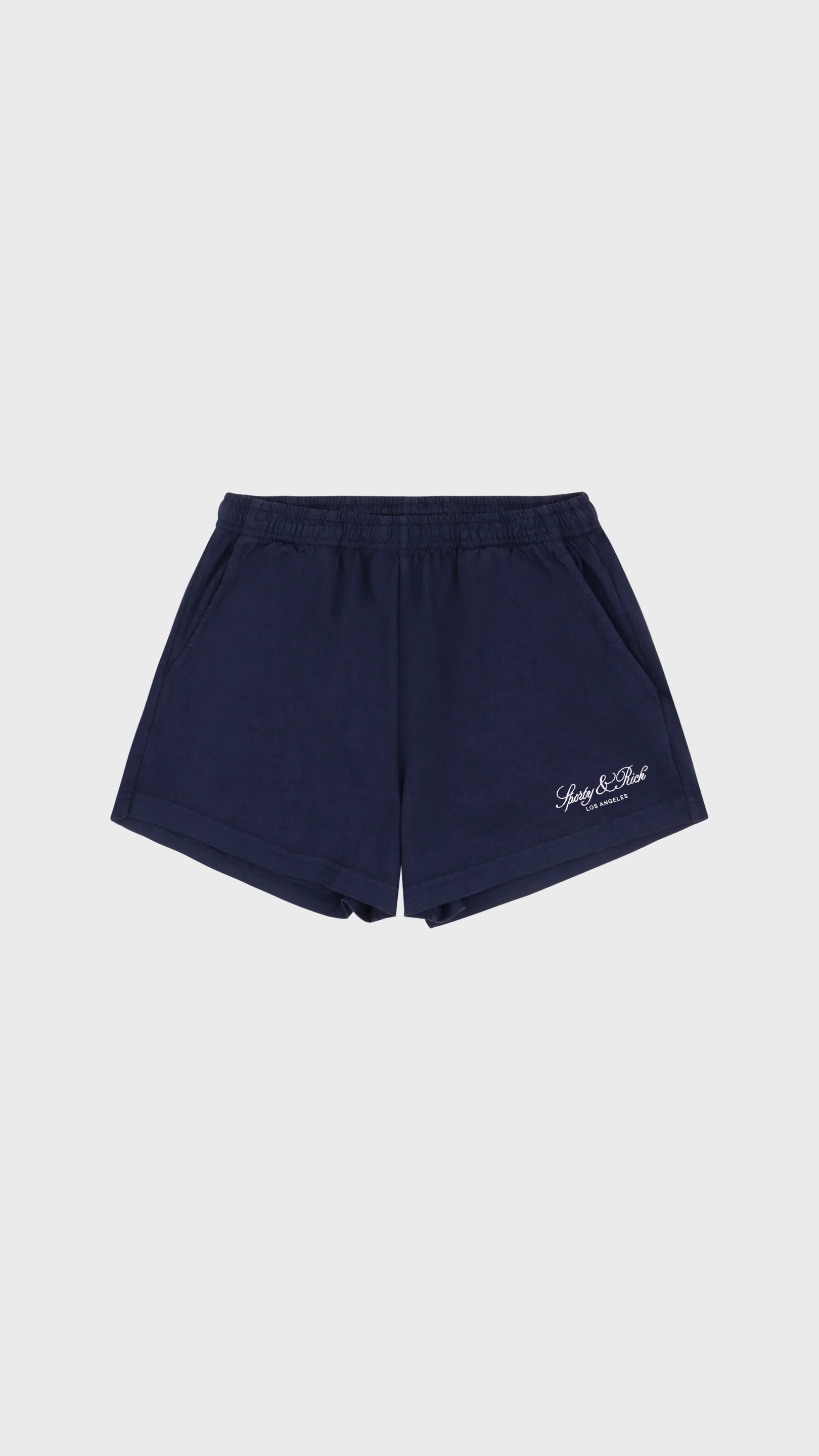 Sporty & Rich Vendome LA Embroidered Disco Short in Navy/White