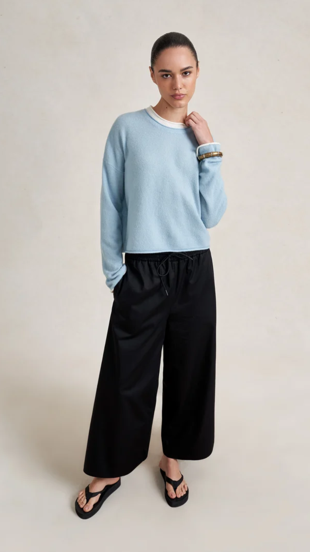 La Ligne Dominick Sweater in Sky Blue/Ivory