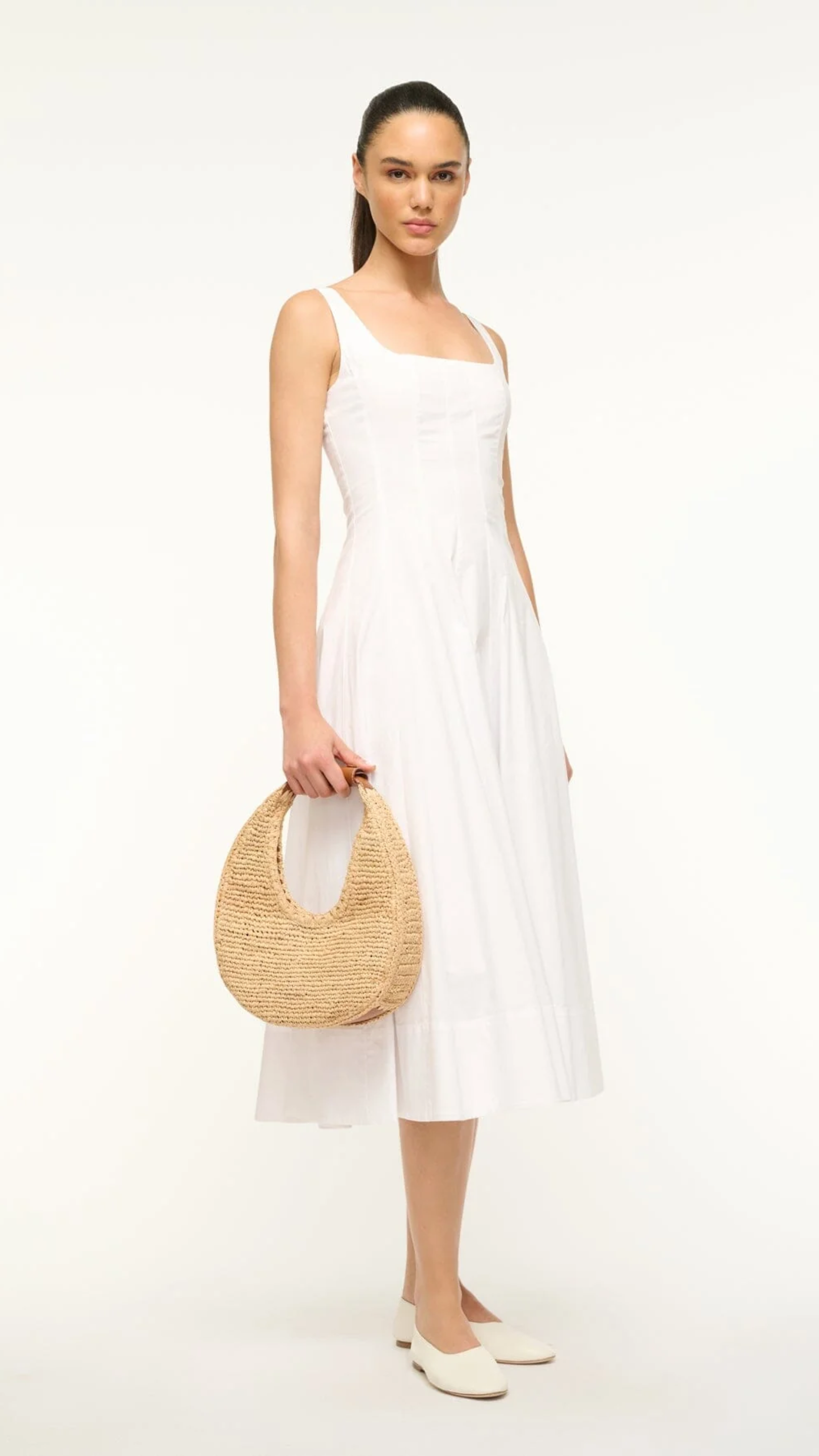 Staud Moon Raffia Tote Bag in Natural