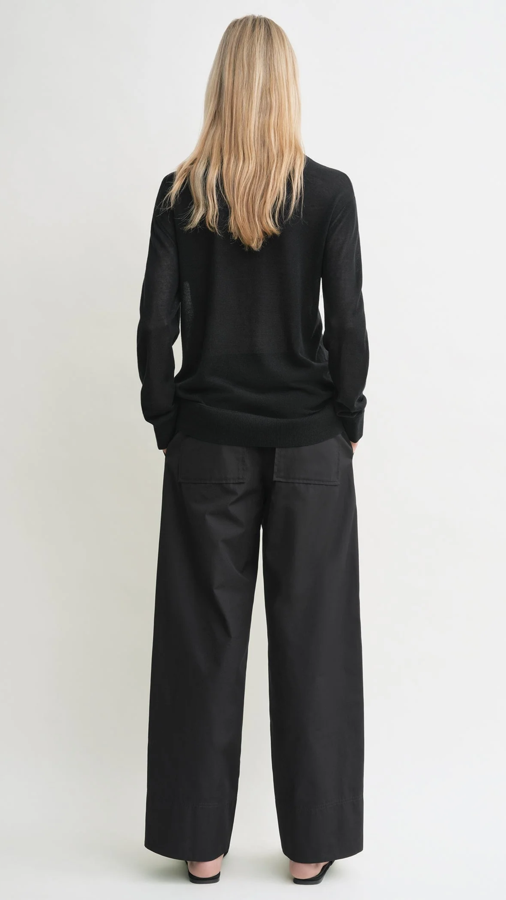 Toteme Long Sleeve Knit Tee in Black