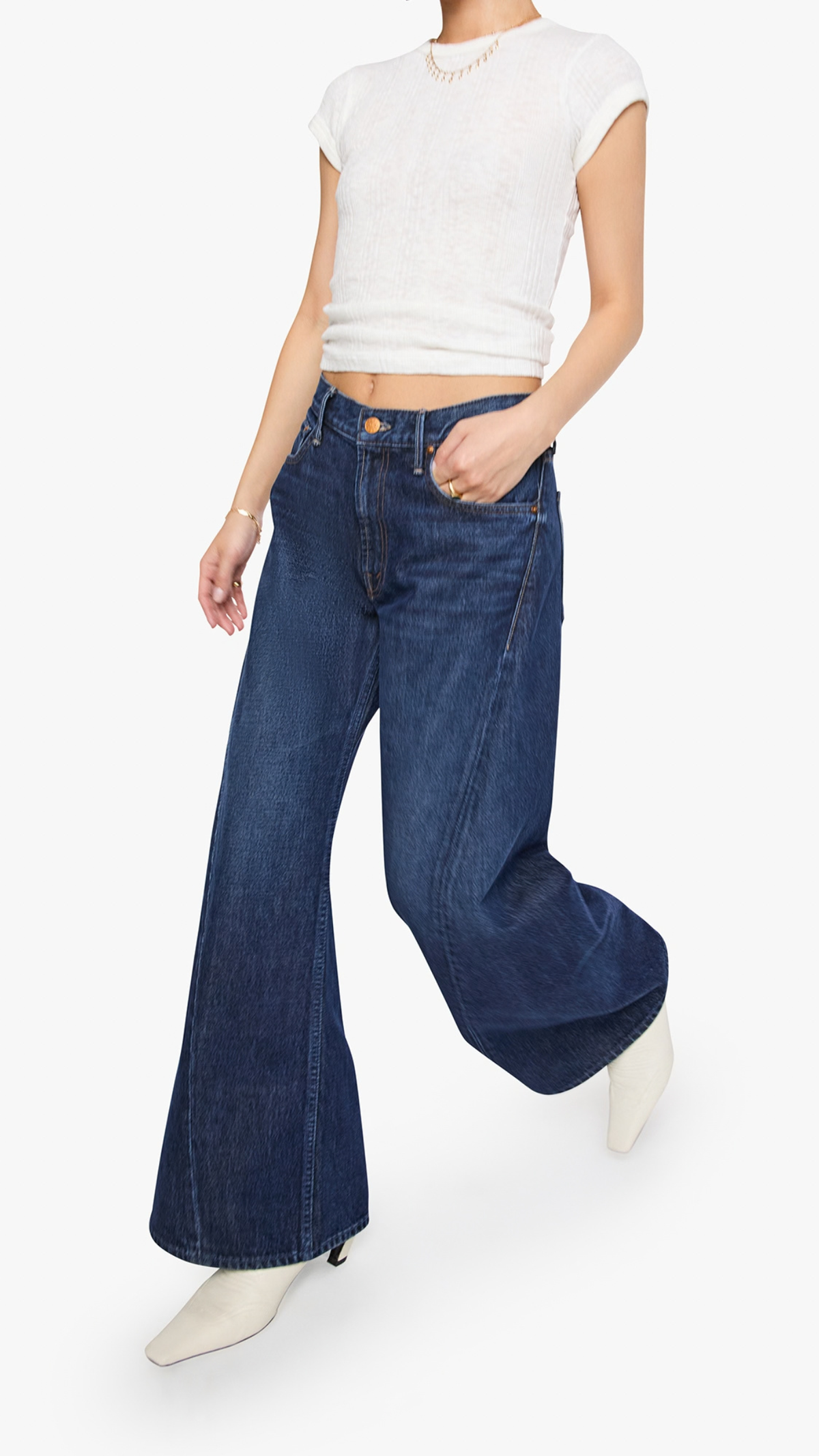 MOTHER Lil Lemon Twist Sneak Jean in Fresh Squeezed