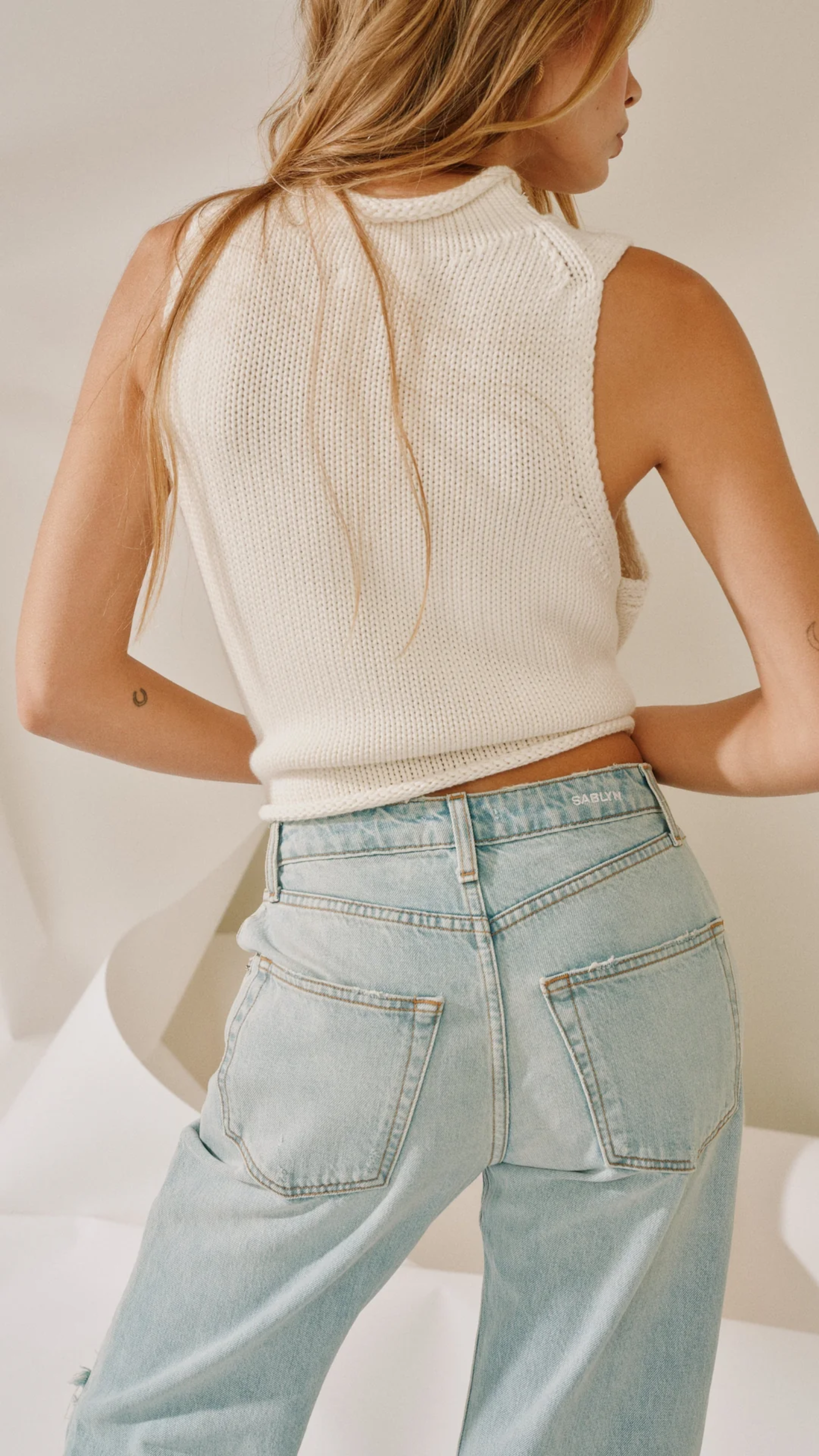 Sablyn Giada Roll Neck Tank in Gardenia
