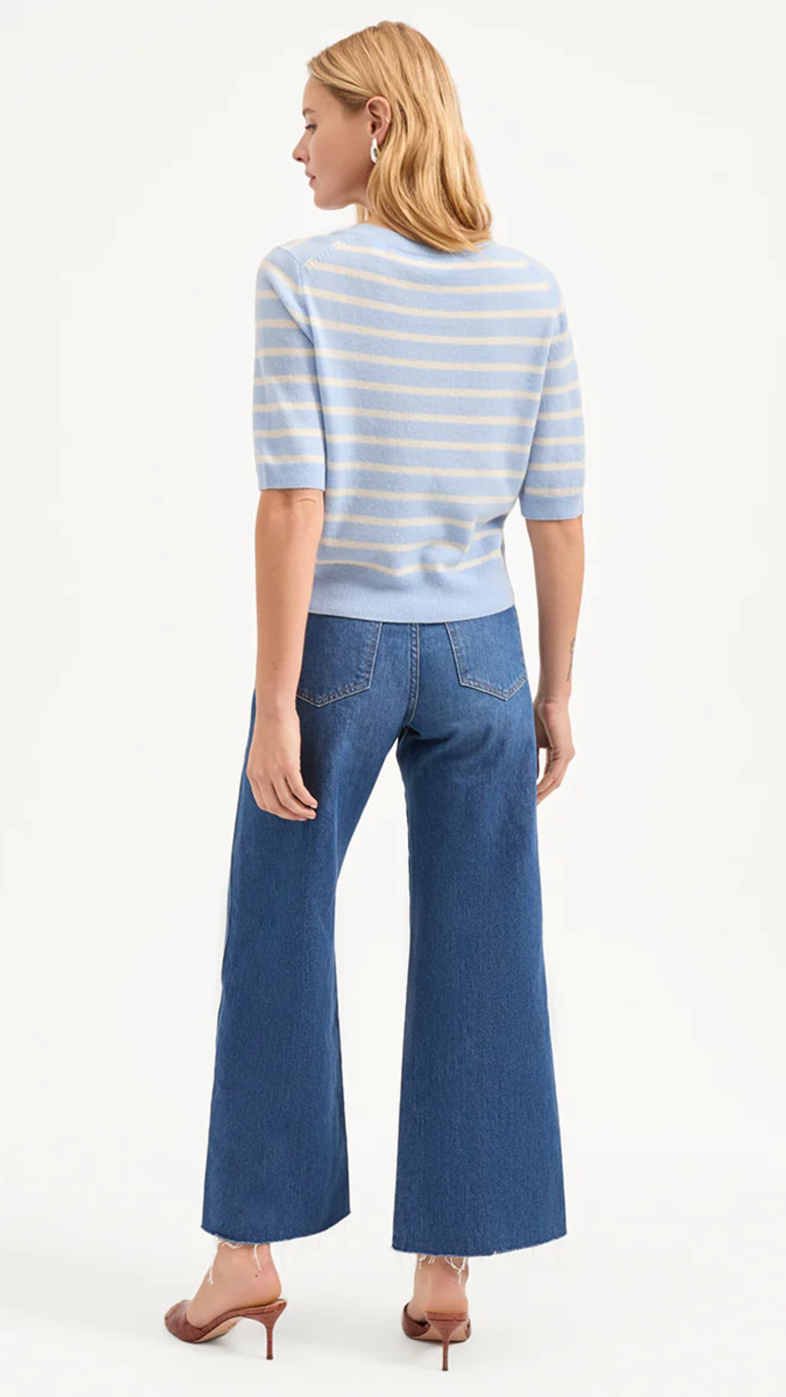 Veronica Beard Shana Cashmere Striped Sweater in Bluebell
