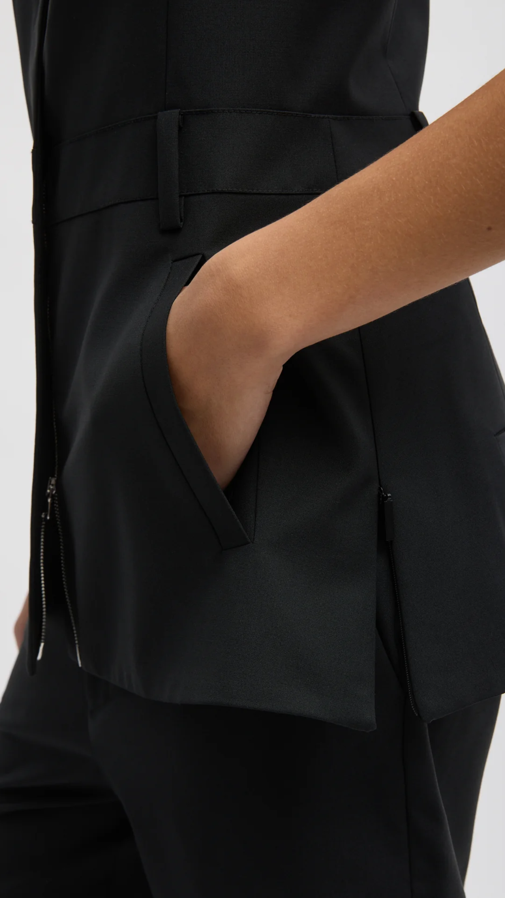 Tibi Recycled Tropical Wool Overall Top in Black