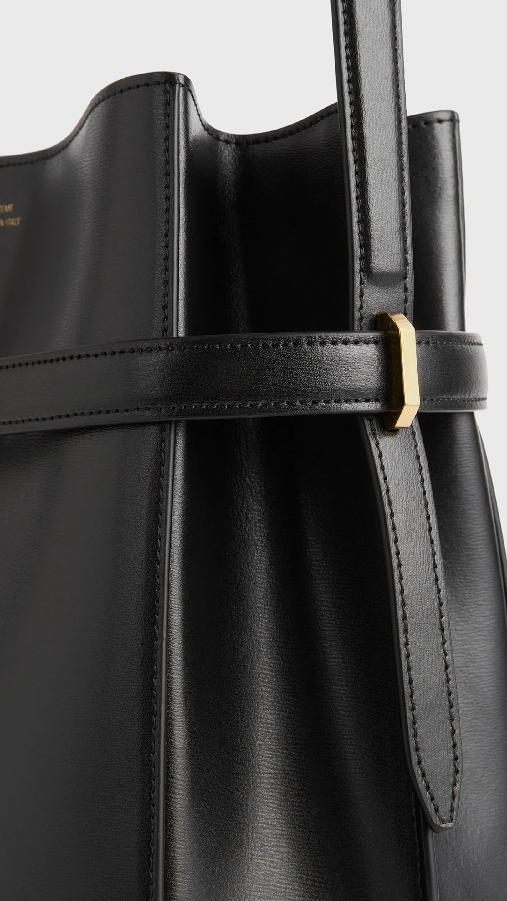 Toteme Belted Leather Bucket Bag in Black