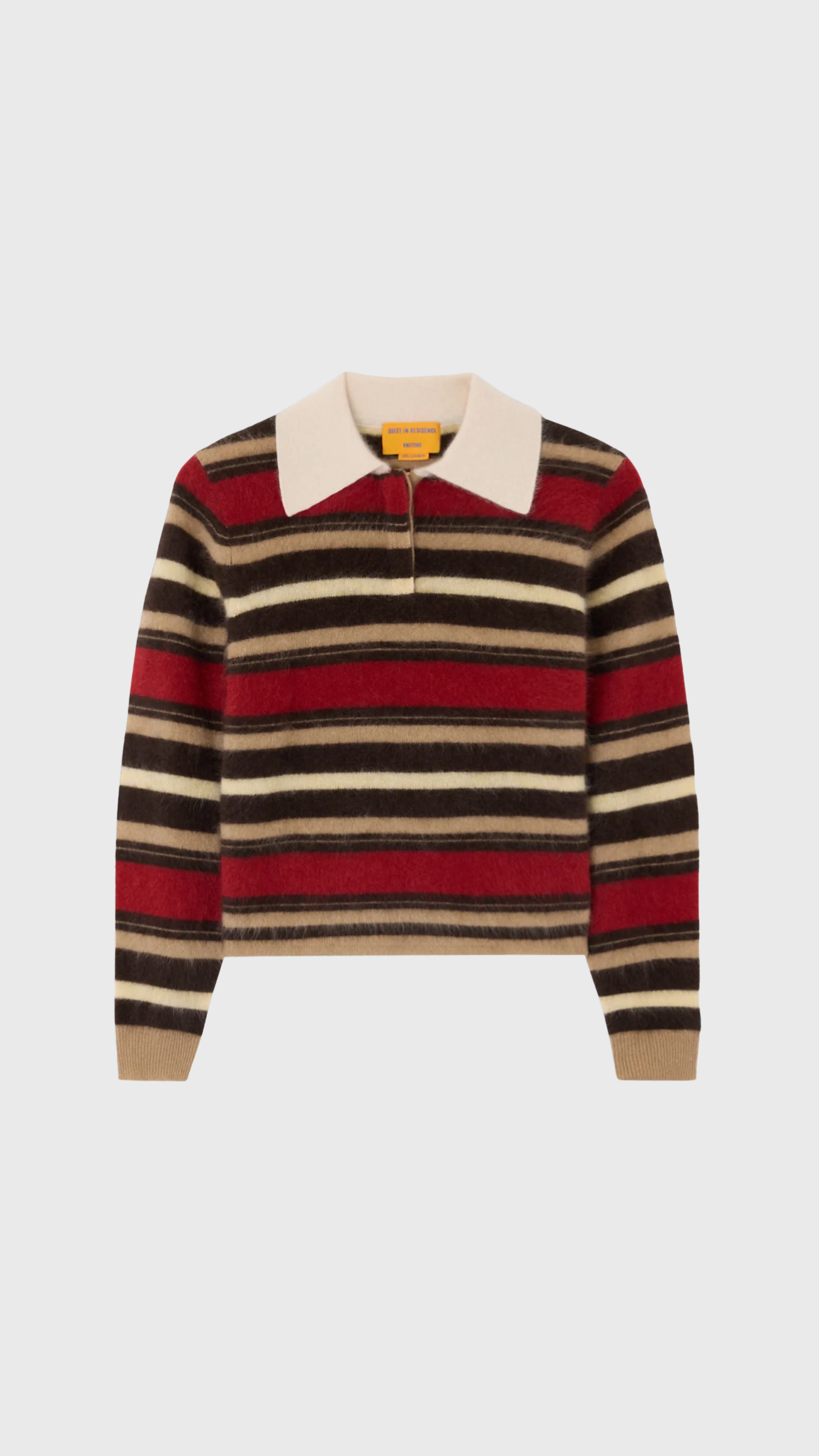 Guest in Residence Grizzly Cropped Rugby Sweater in Carmine Combo