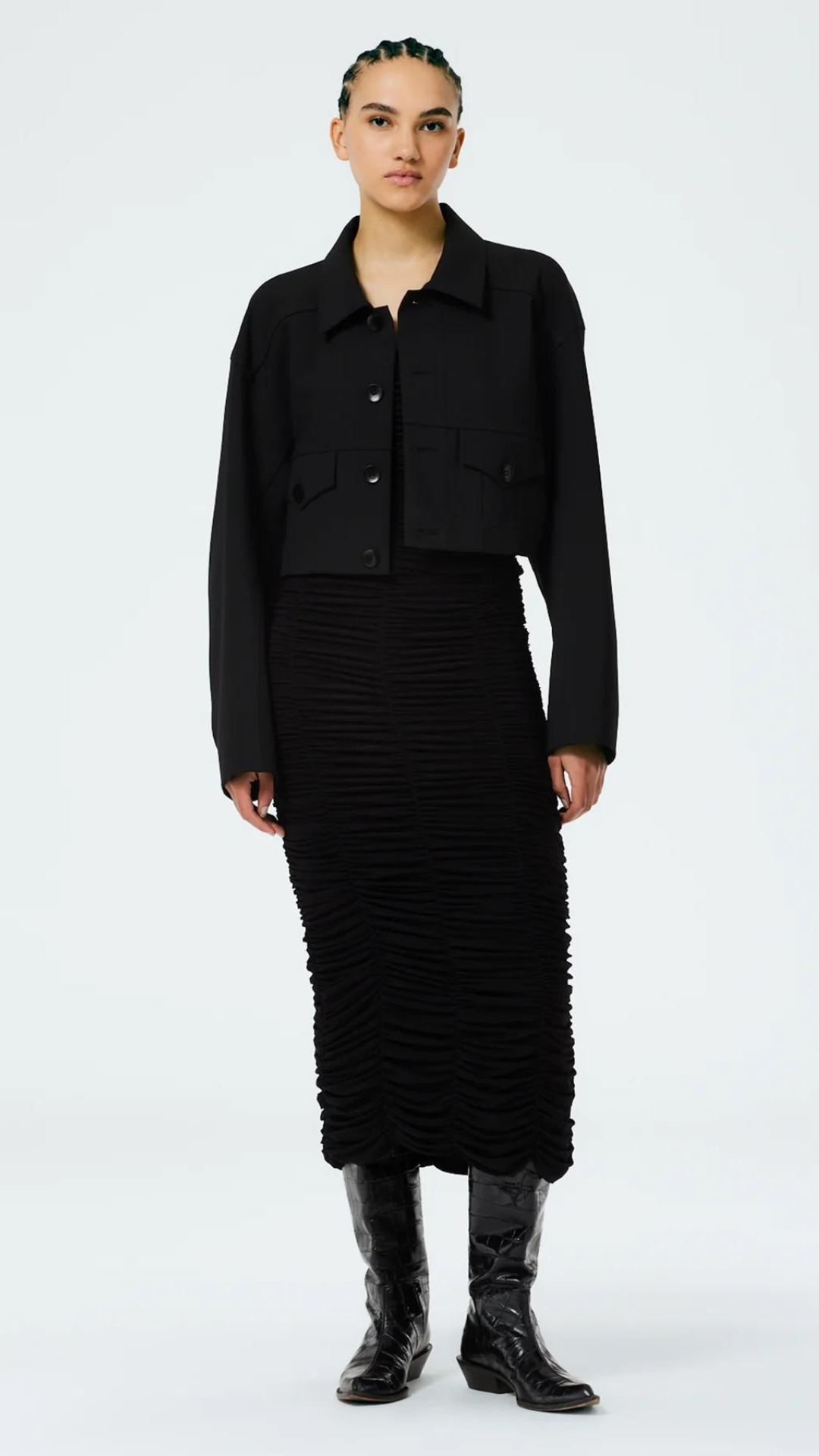 Tibi Double Faced Plainweave Cropped Jacket