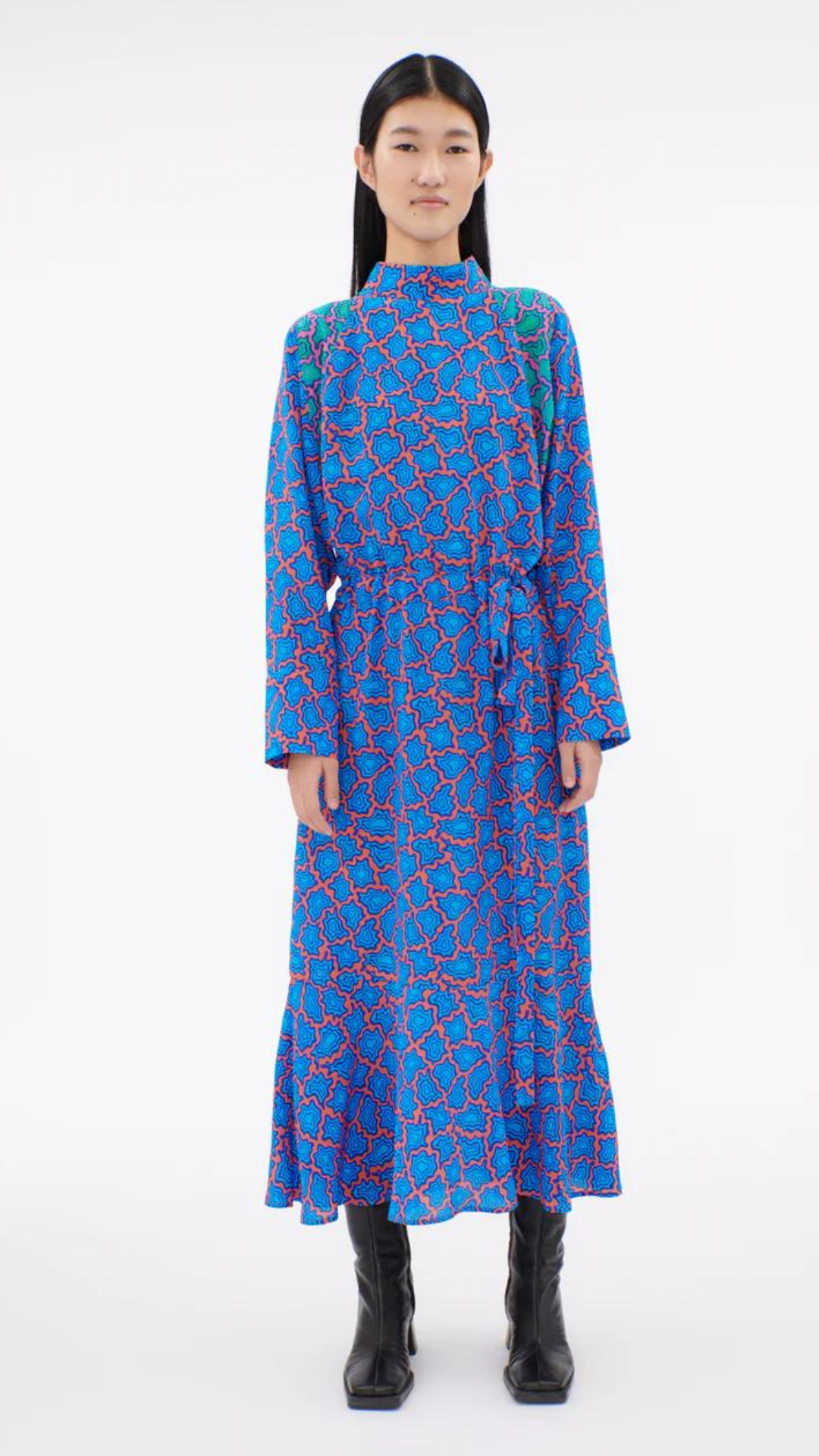 ODEEH Blue Longsleeve Midi Dress