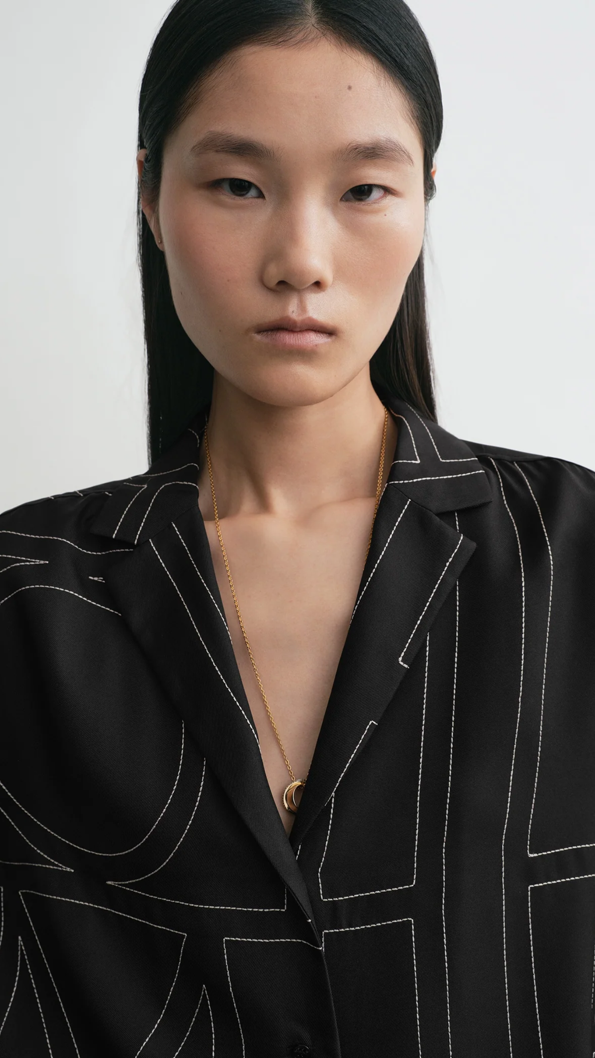 Toteme Monogram Silk Pj Top in Black