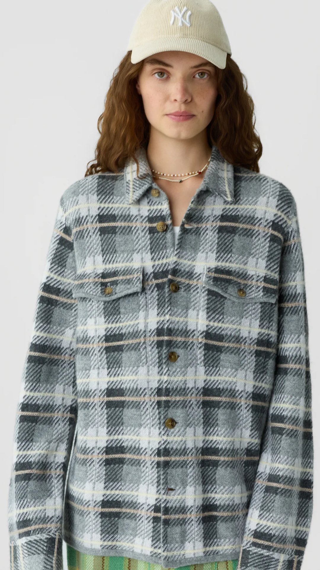 Guest in Residence Plaid Work Shirt in Heather Grey Combo