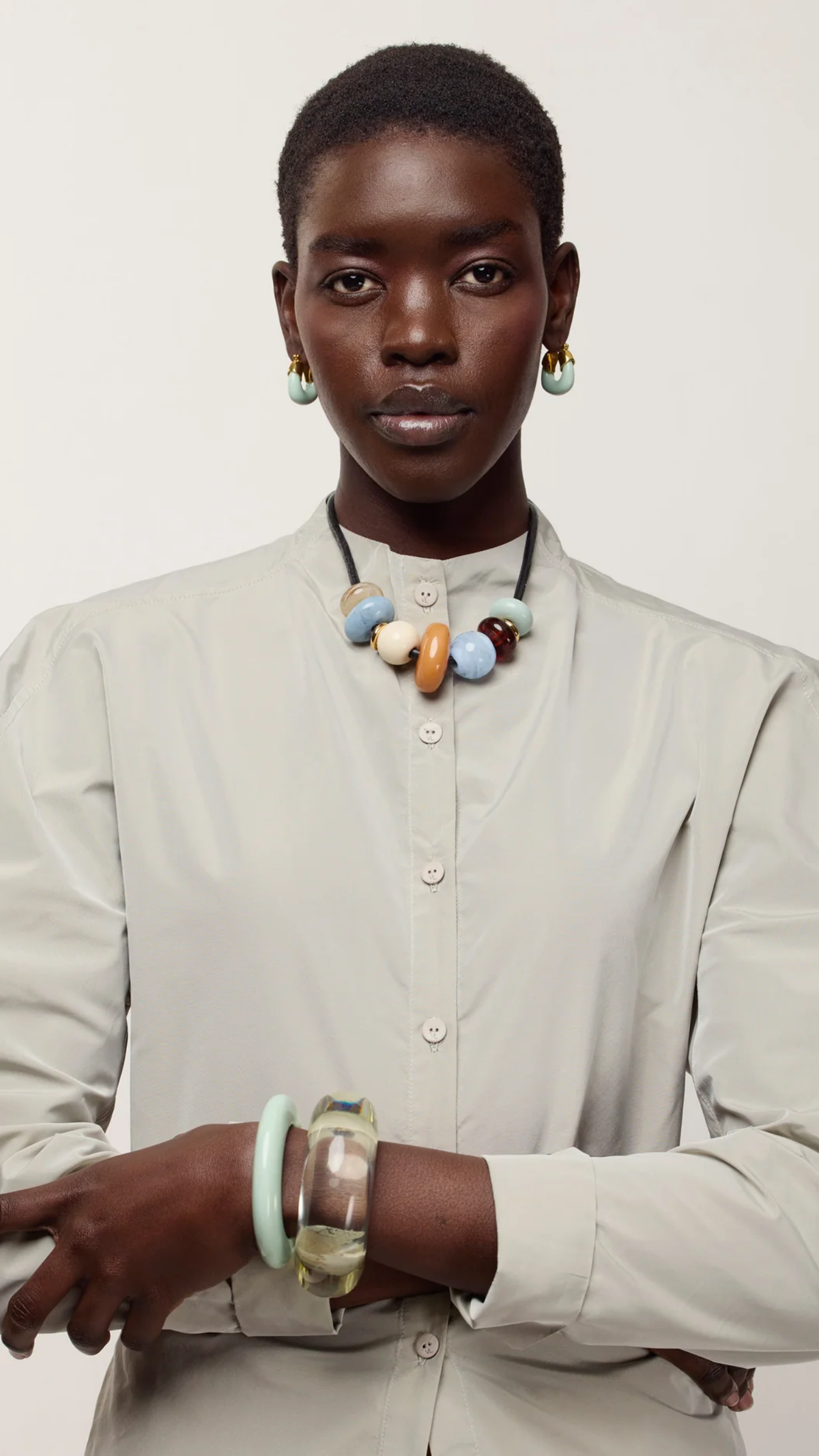 Lizzie Fortunato Mini Organic Hoops in Seafoam