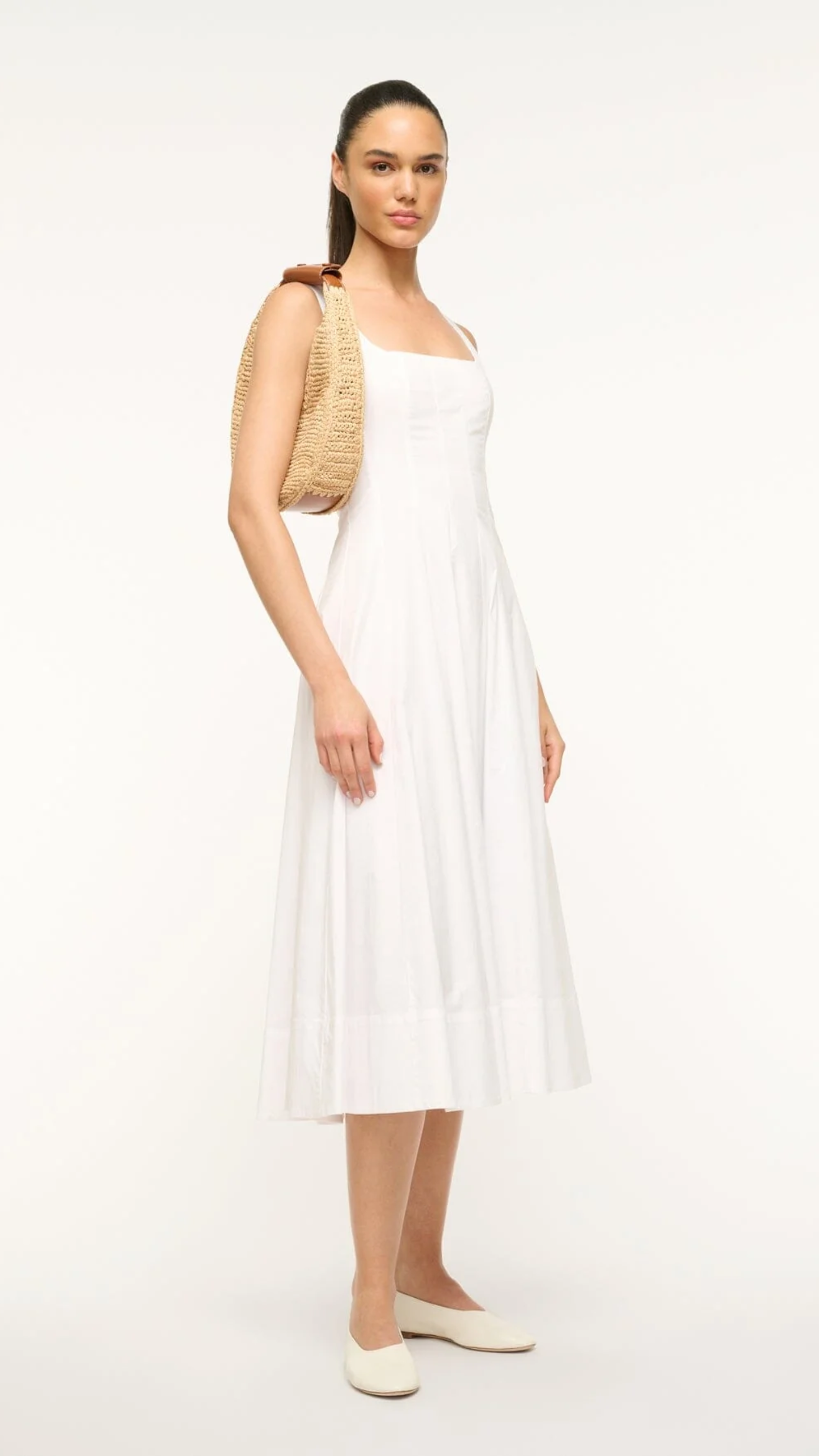Staud Moon Raffia Tote Bag in Natural