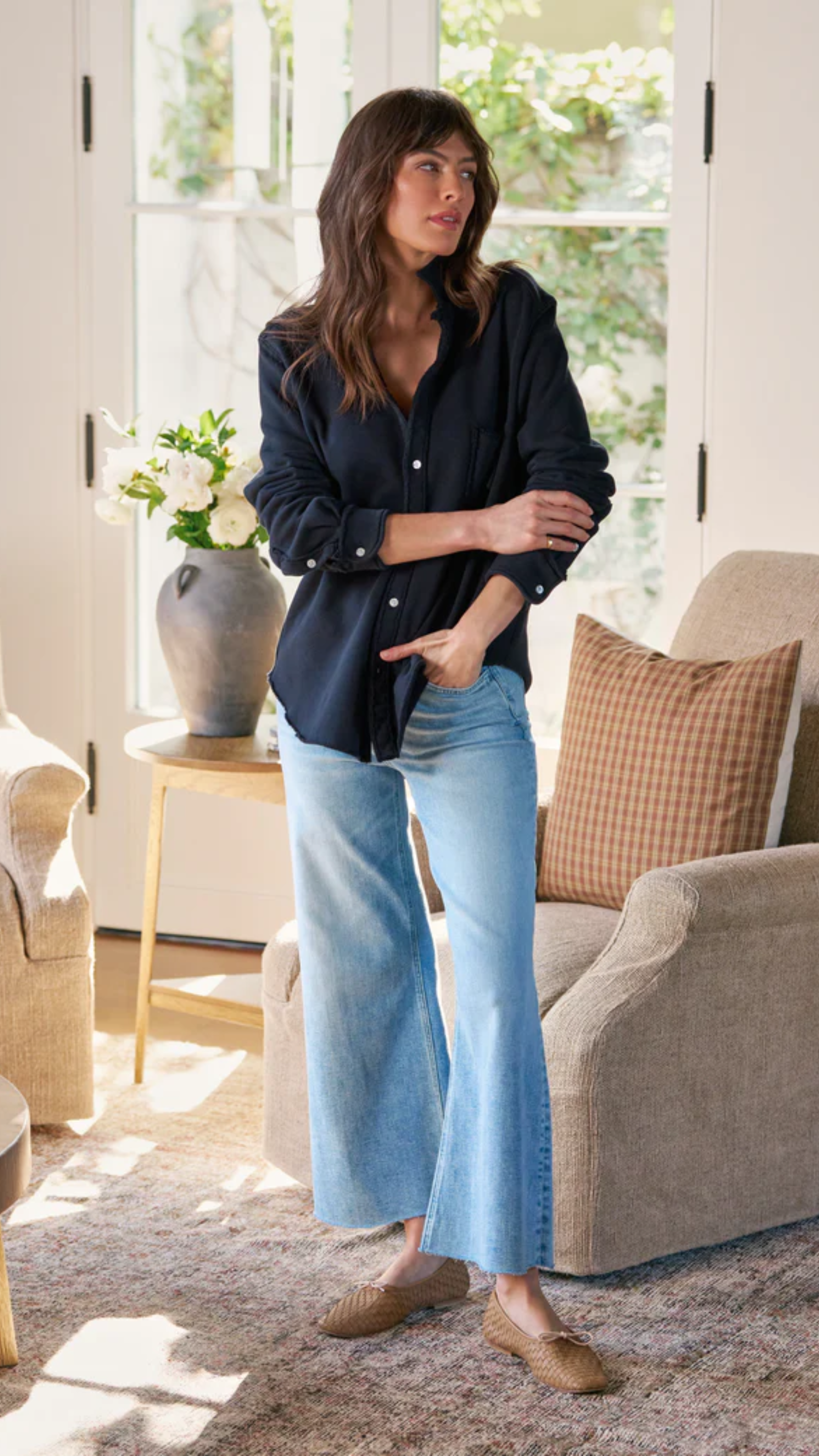 Frank & Eileen Relaxed Button Up Sweatshirt
