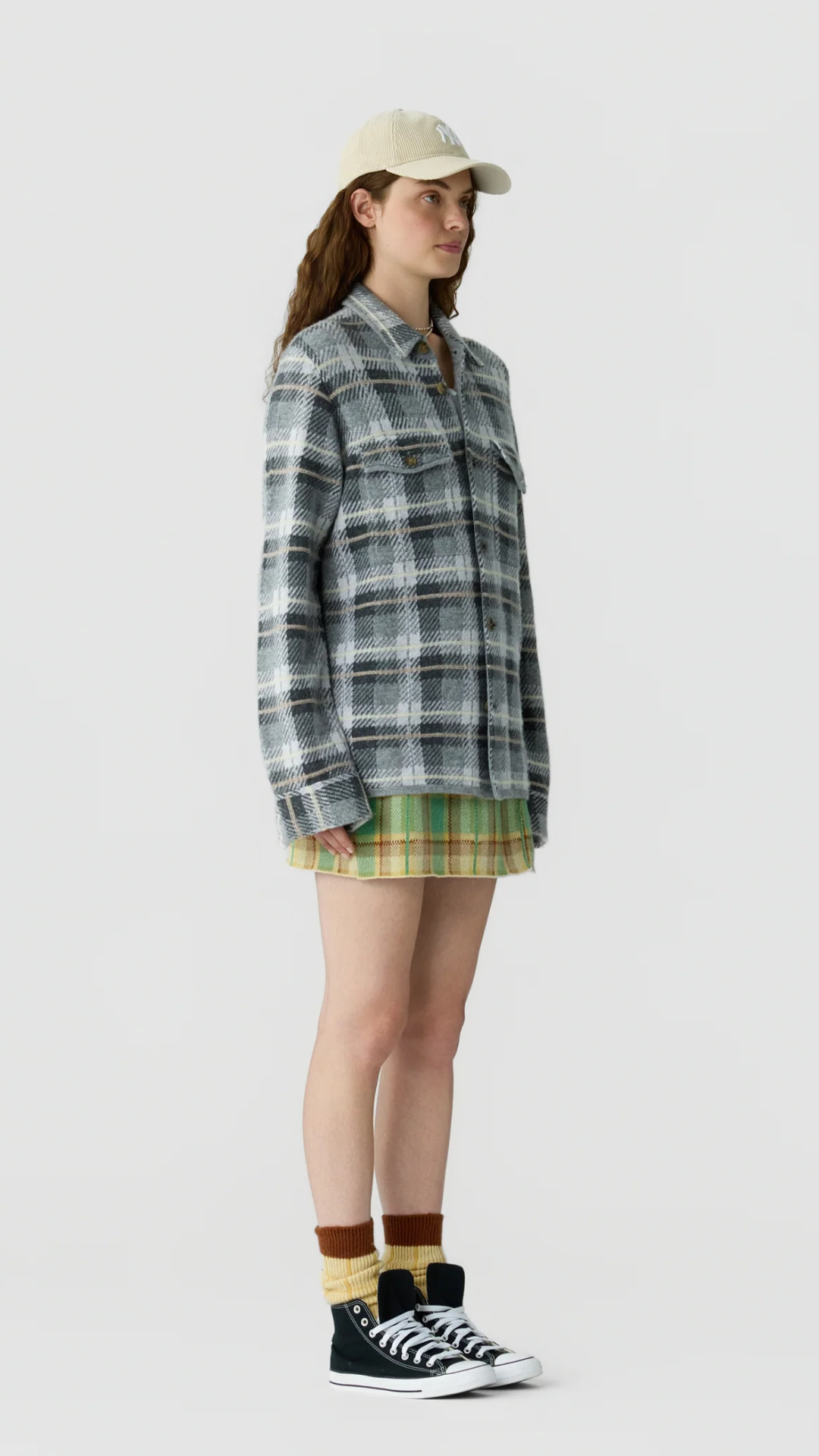 Guest in Residence Plaid Work Shirt in Heather Grey Combo