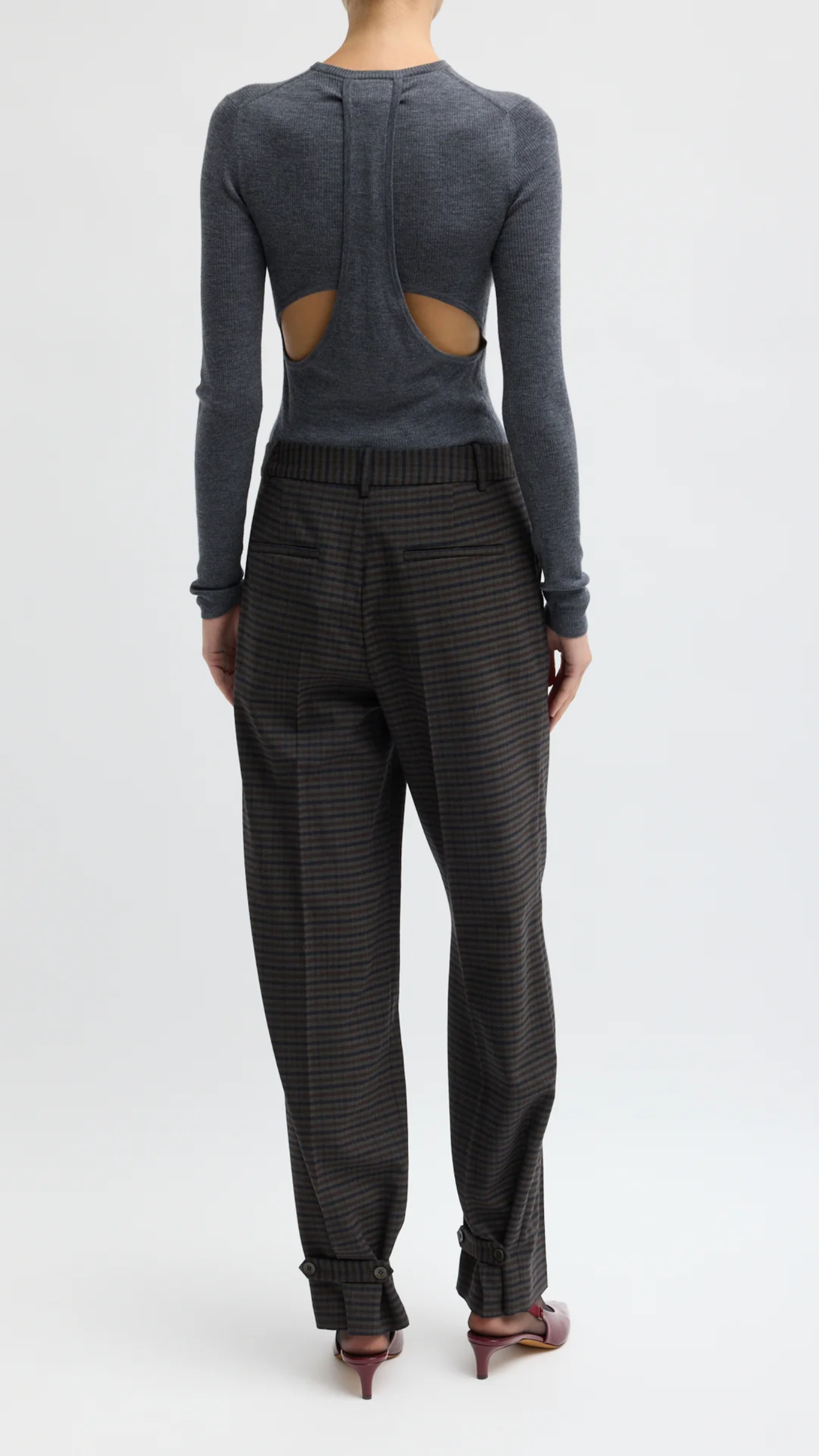 Tibi Cedric Suiting Straight Leg Trouser in Grey Multi