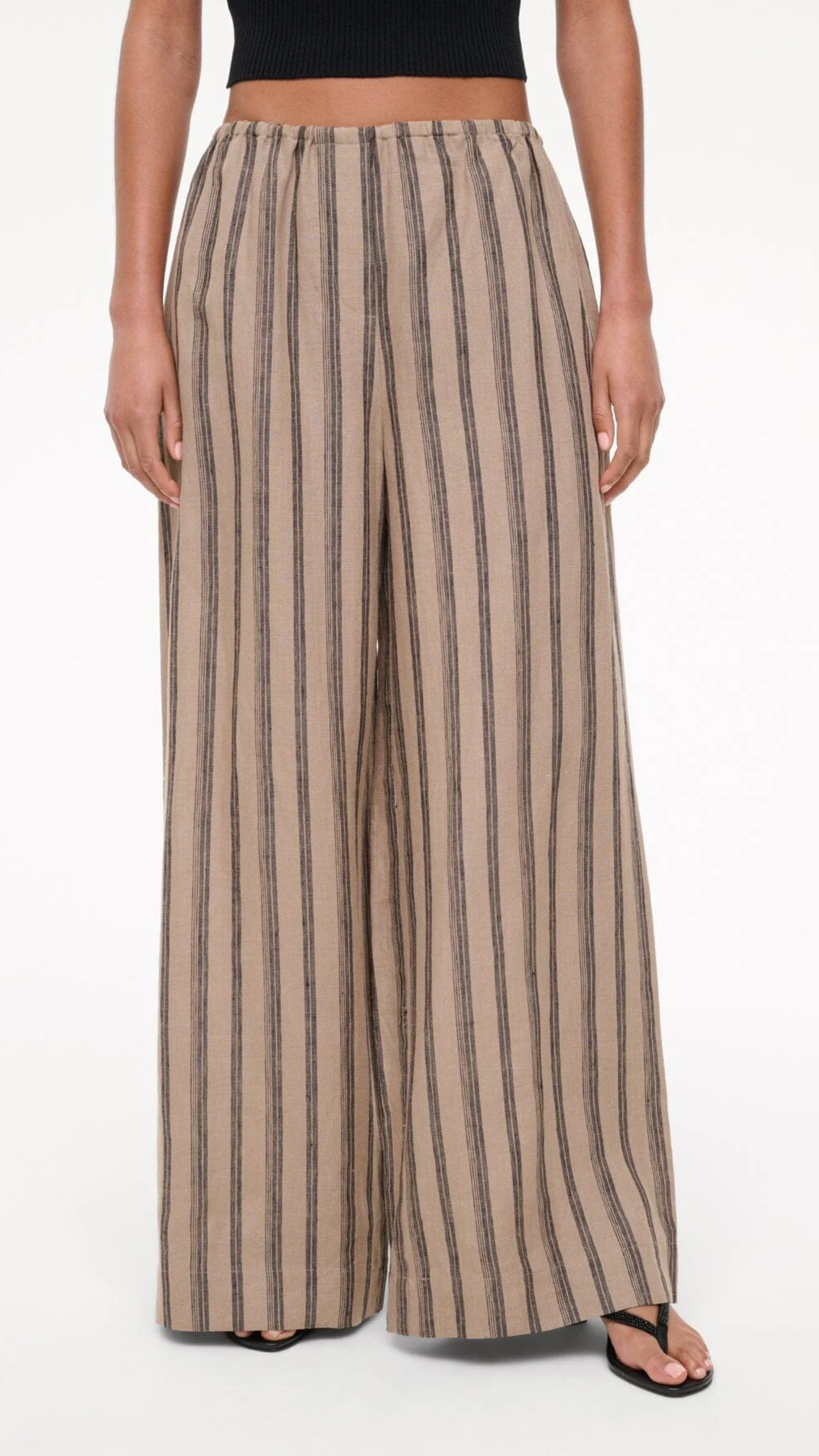Staud Bonfire Linen Pant in Sahara Stripe