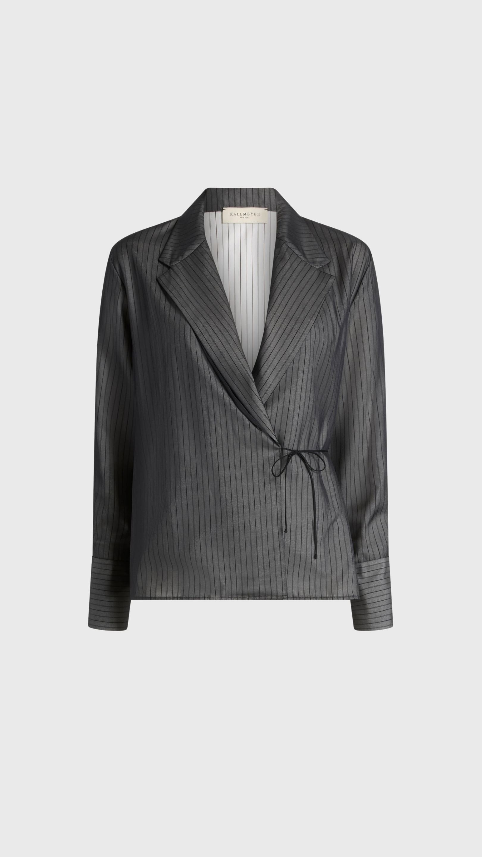 Kallmeyer Jennie Trapped Poplin Evening Blouse in Black Stripe