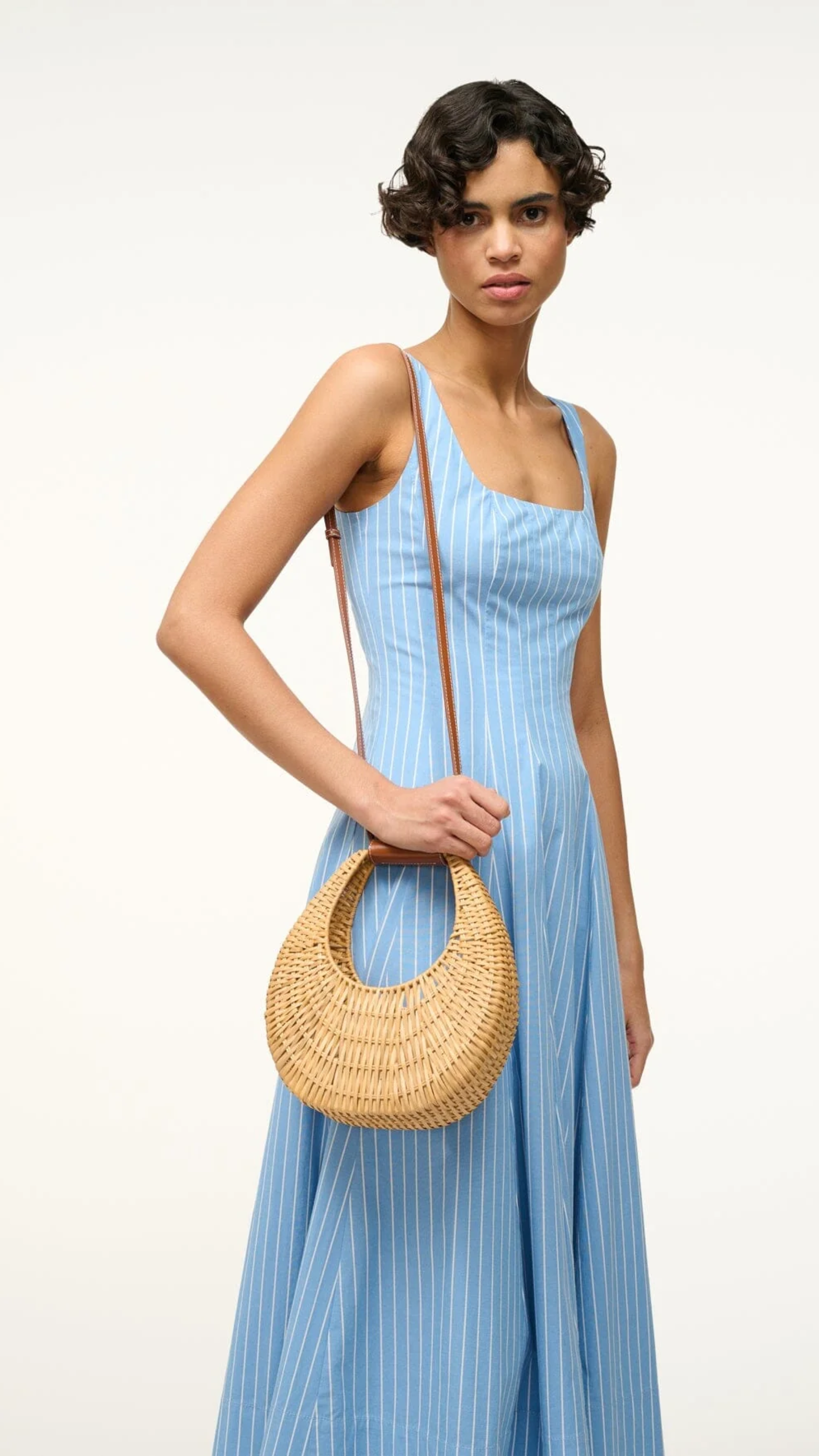 Staud Mini Moon Wicker Bag in Natural