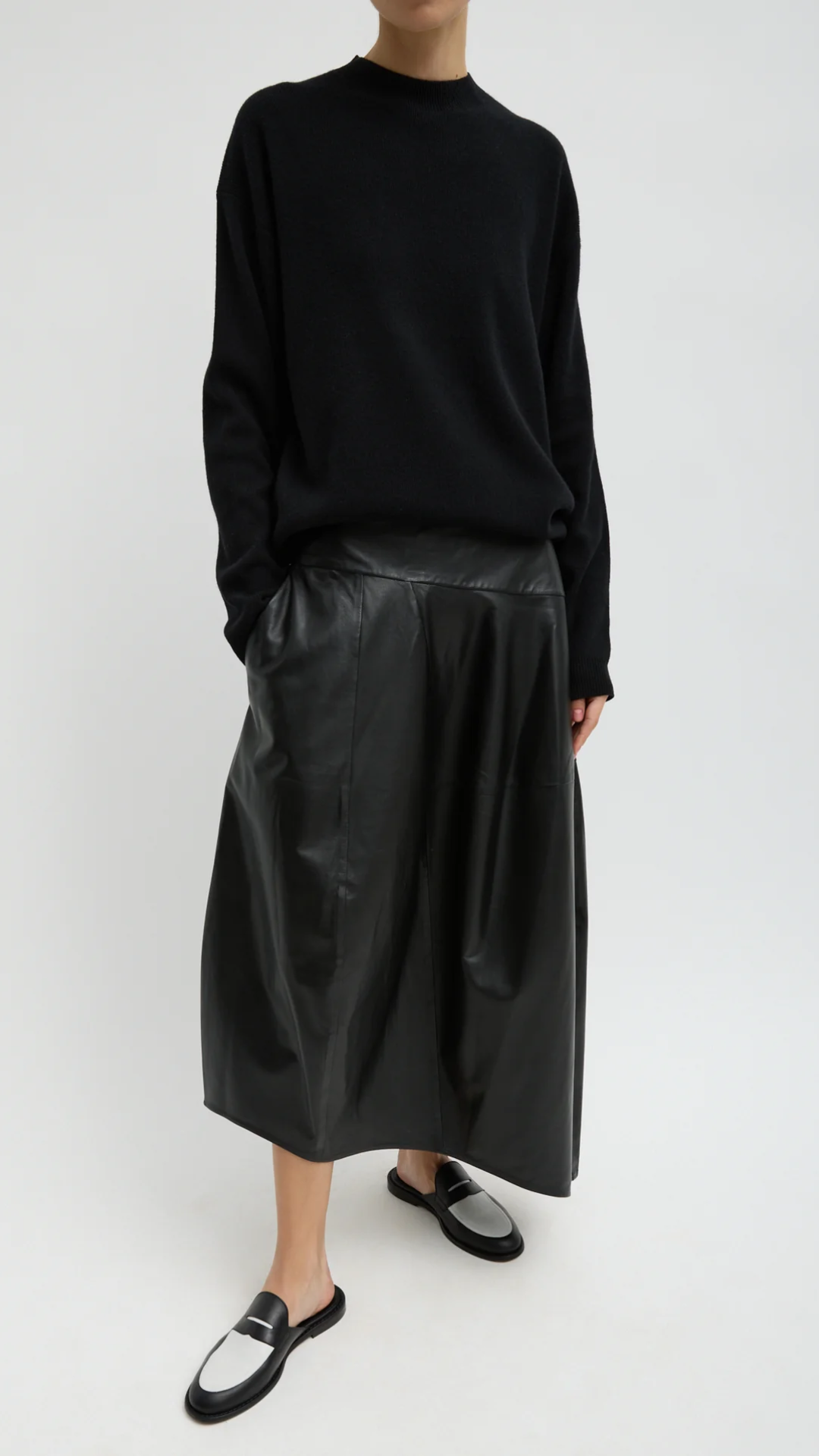 Tibi Anna Merino Wool Cut Out Pullover in Black