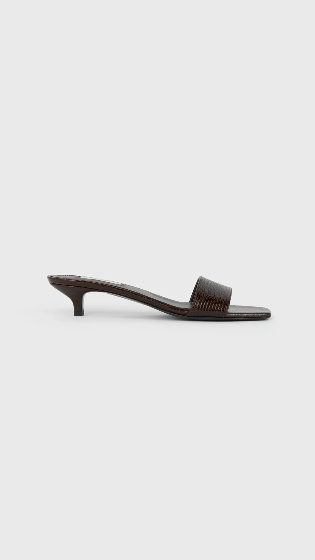 Toteme Slim Lizzard-Ebossed Leather Mules in Brown