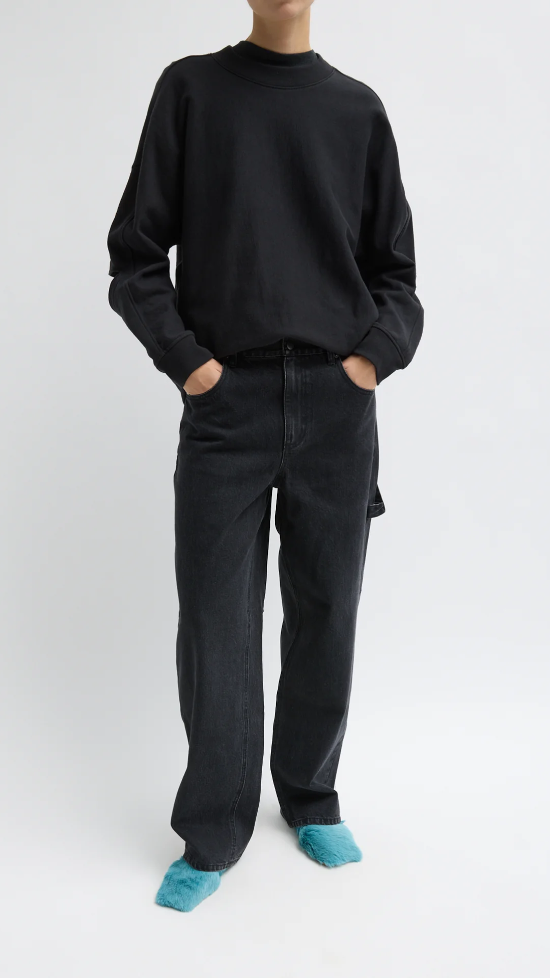 TIbi Cocoon Crewneck Sweatshirt in Black