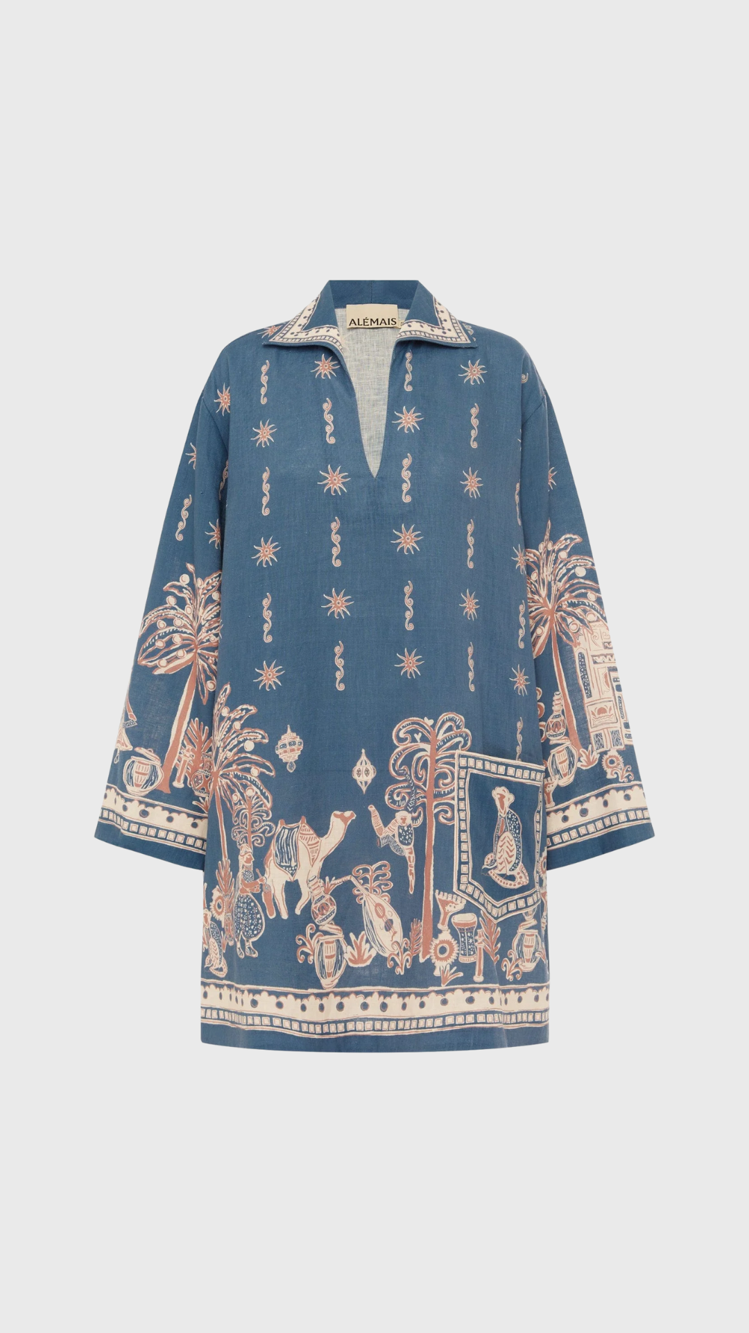 Alemais Acacia Long Sleeve Mini Dress in Blue