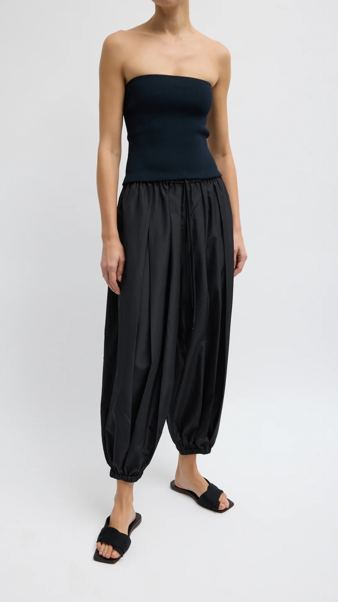 Tibi Summer Nylon Zeppelin Pant in Black