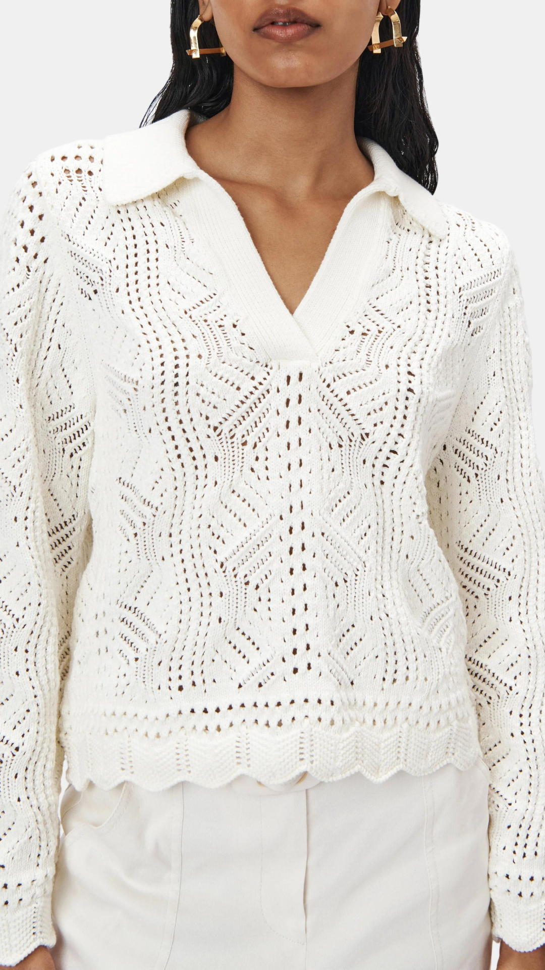Simkhai Ellena Lace Stitch Polo