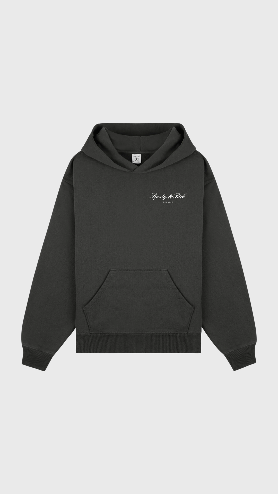 Sporty & Rich Signature NY Hoodie in Faded Black