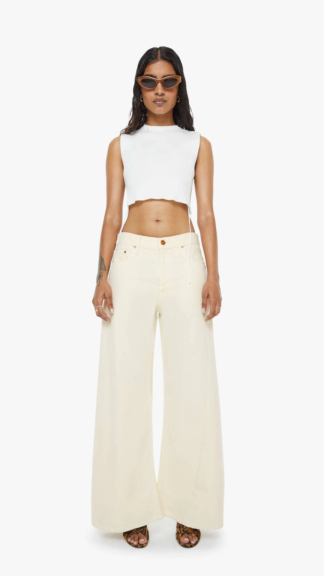 MOTHER Lil Lemon Twist Sneak Jean in Natural