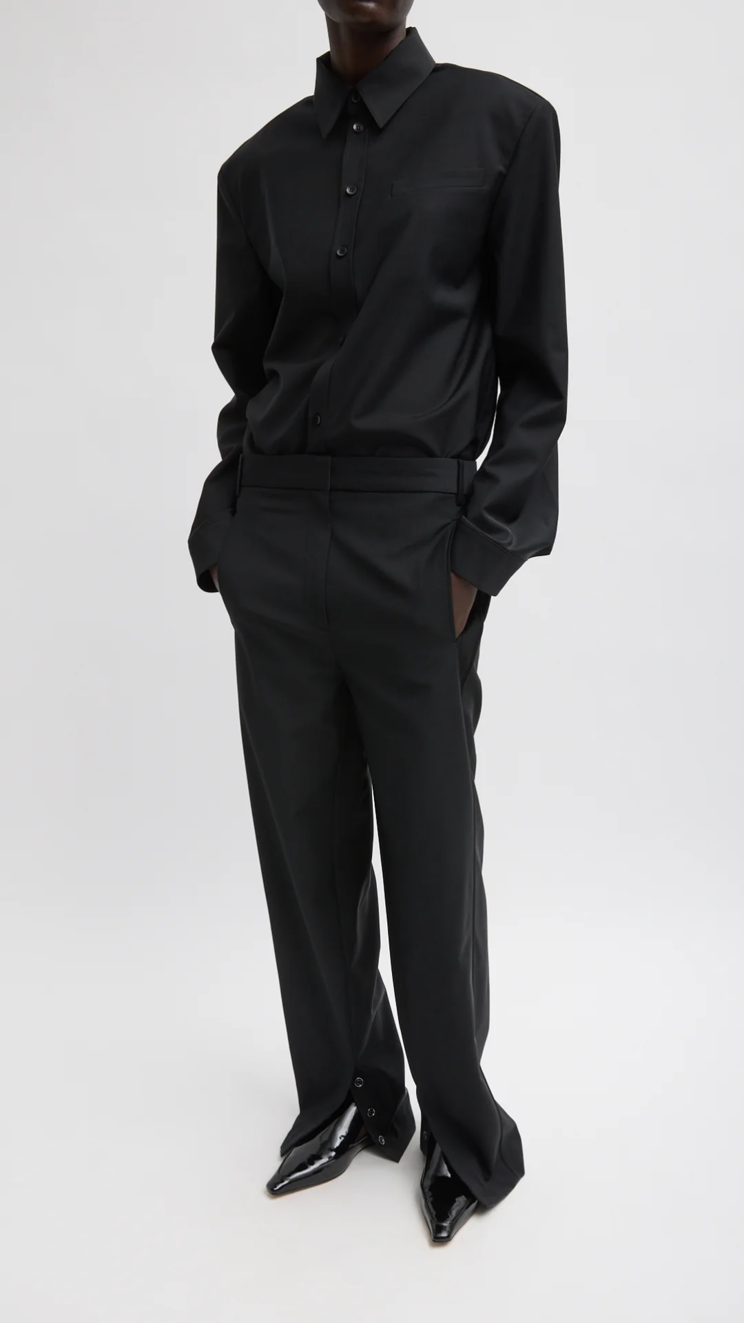 Tibi Tropical Wool Jules Trouser in Black