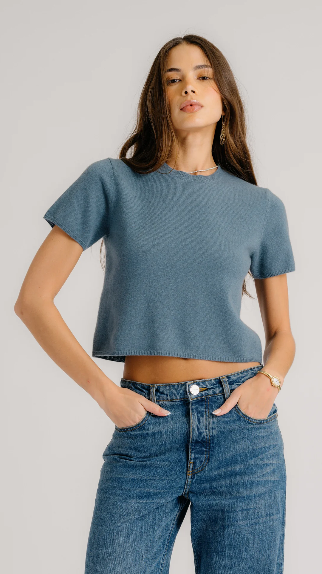 Sablyn Charleston Crewneck Tee in Smoky Blue