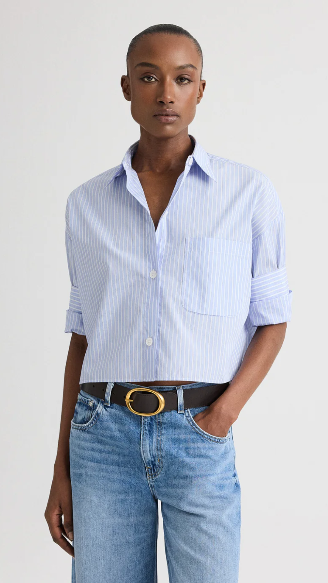 TWP Next Ex Shirt in Blue Haven/White