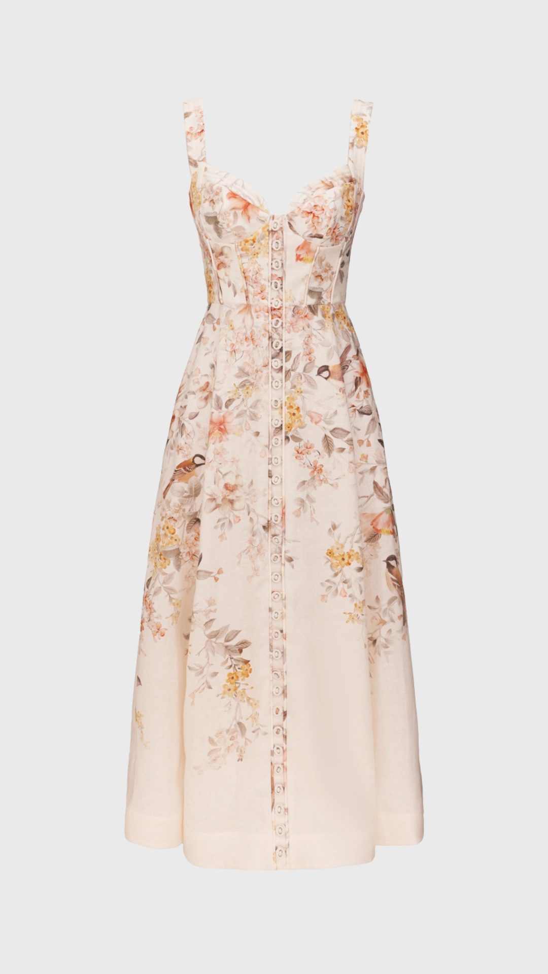 Zimmermann Luna Buttoned Picnic Dress in Cream Songbird