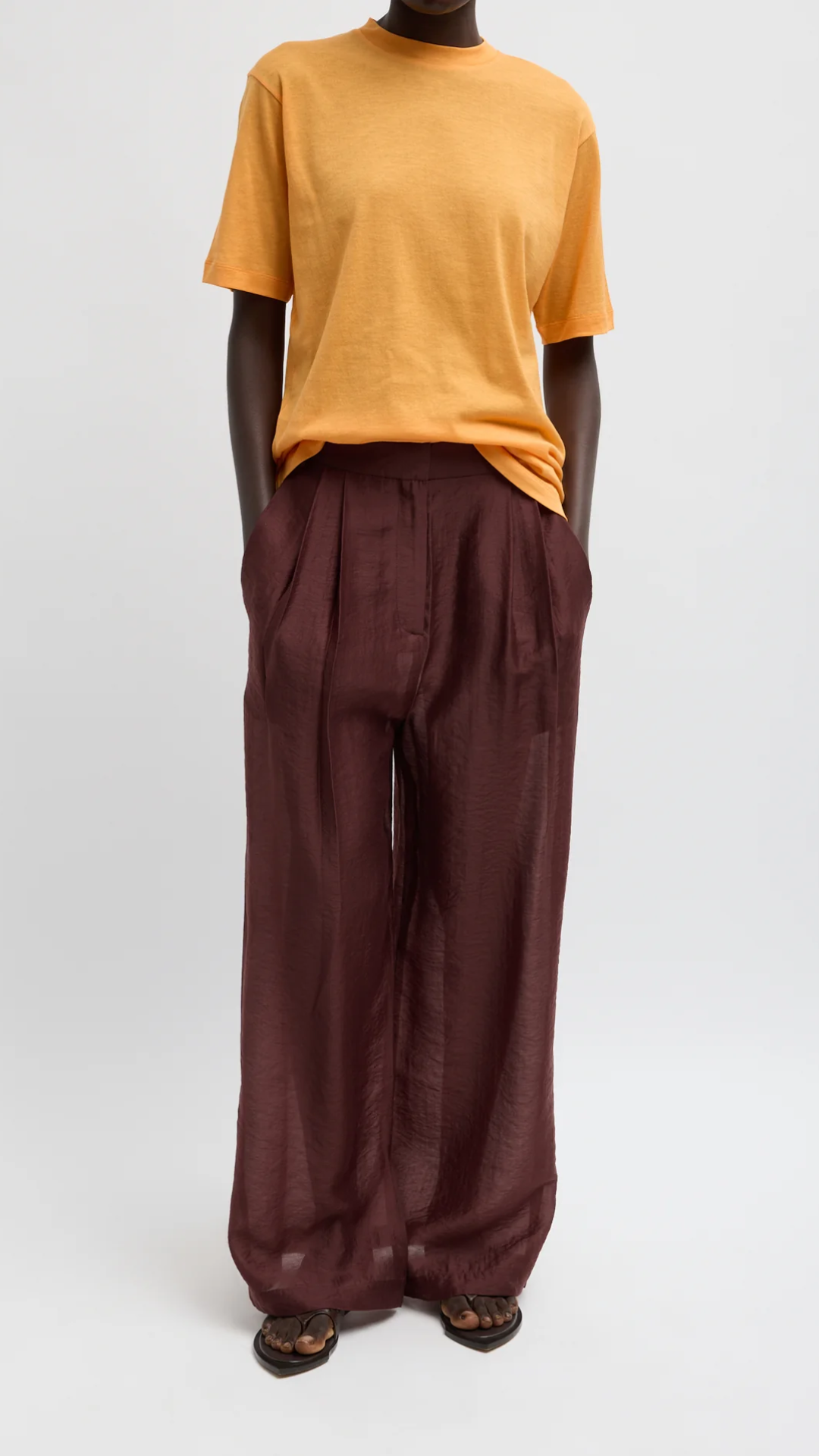 Tibi Summer Voile Stella Pant in Russett Brown
