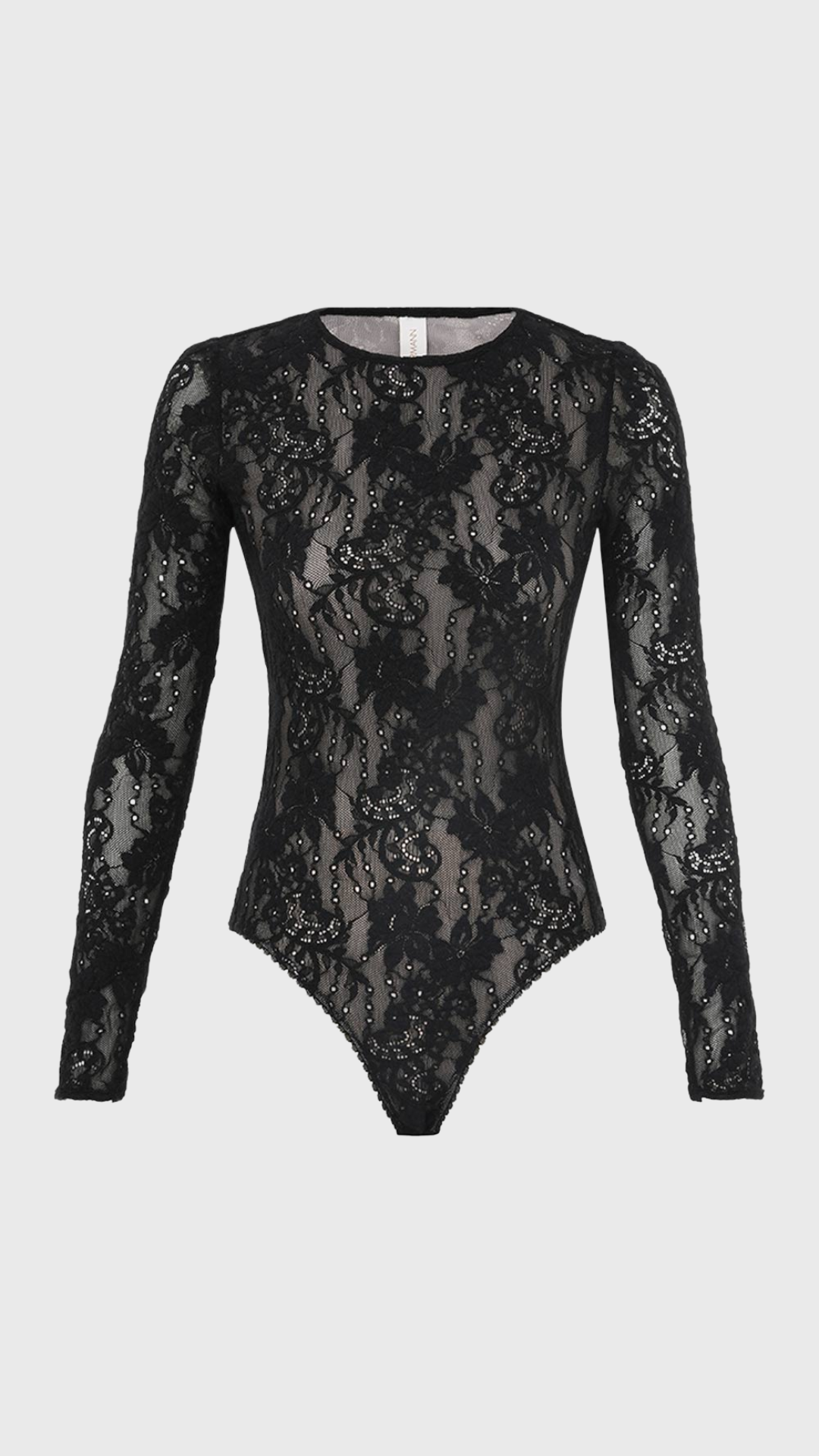 chinese dress ladies Eustace Long Sleeve Lace Bodysuit Set In Black – Mew Mews main image 0