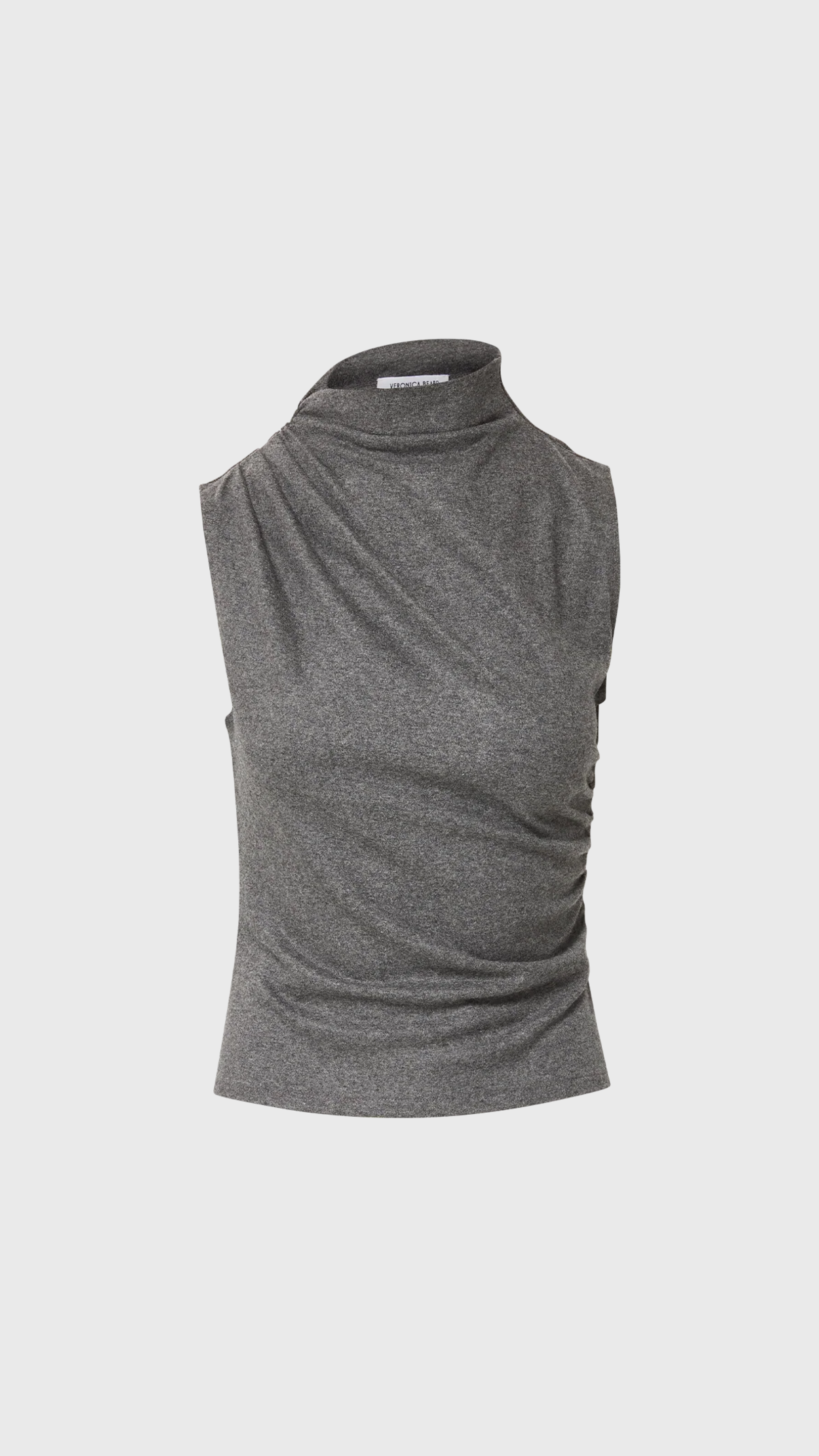 Veronica Beard Mylie Mock Neck Tank Top in Medium Heather Grey