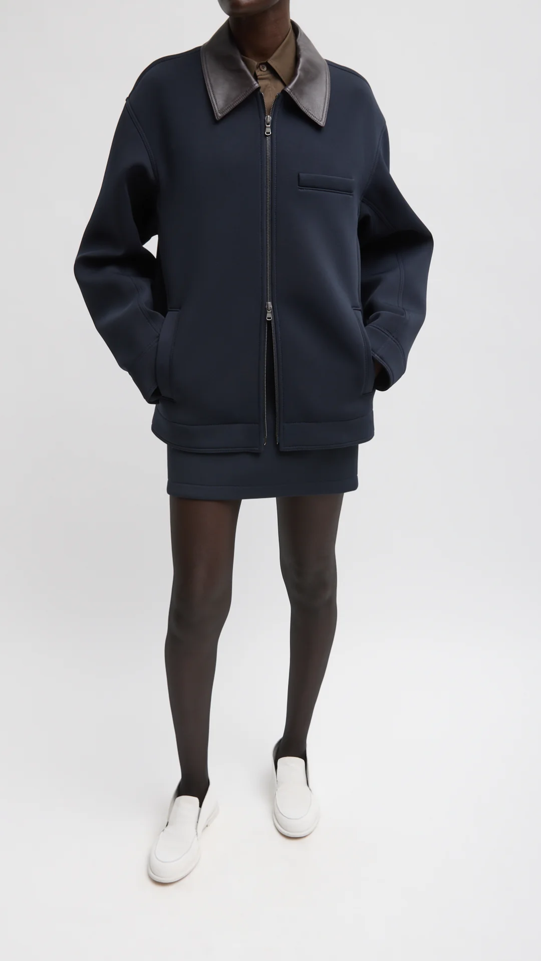 Tibi Bonded Twill Workmen's Jacket in Navy