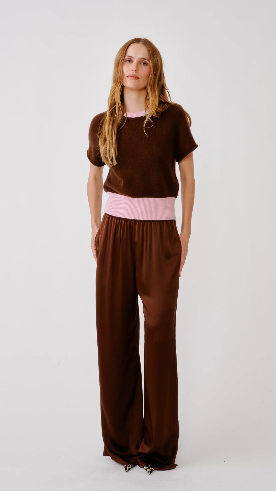 Sablyn Lexi Lower Rise Relaxed Silk Pant in Cinnabar