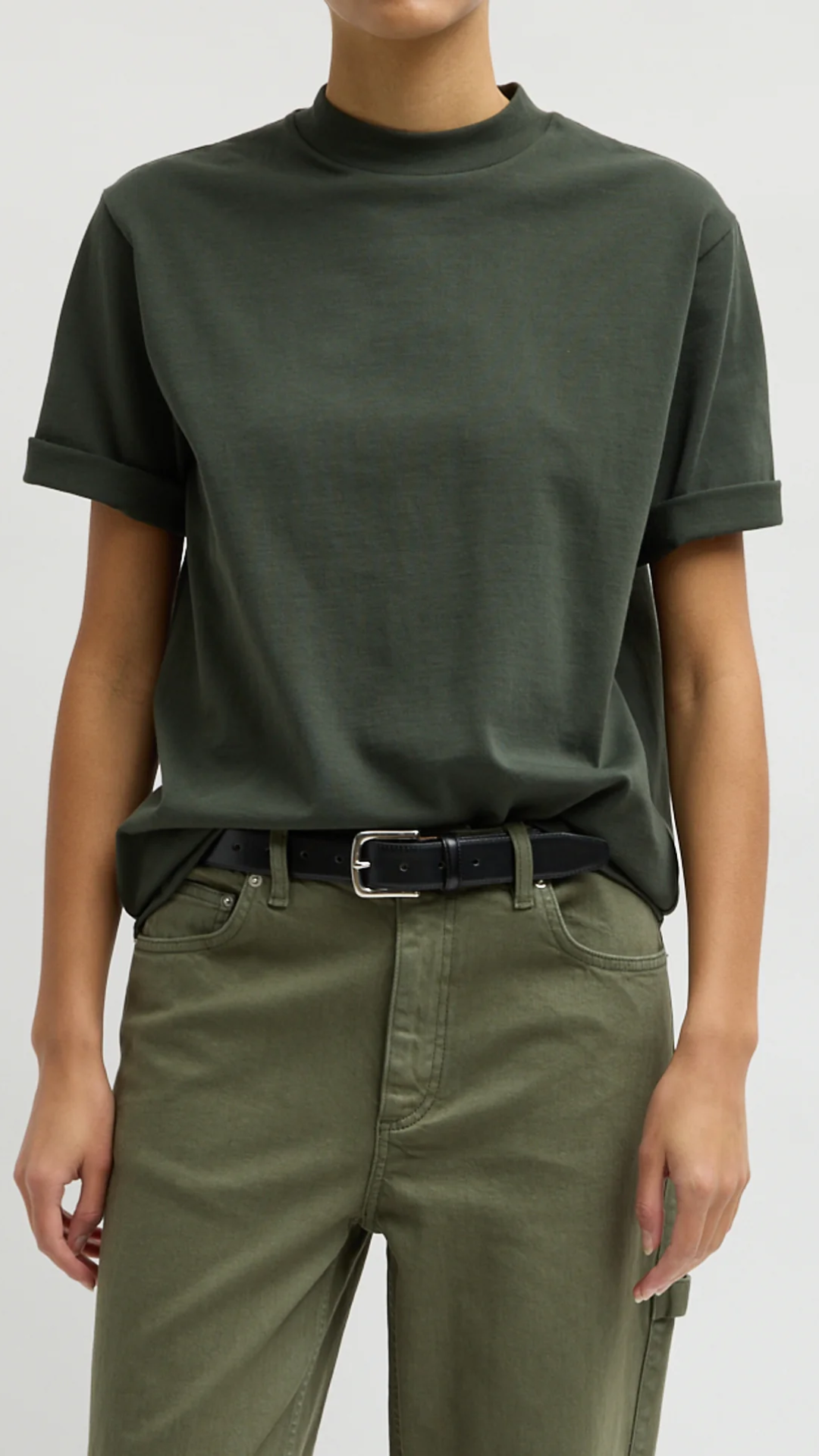 Tibi Perfect Unisex T-Shirt in Army Green