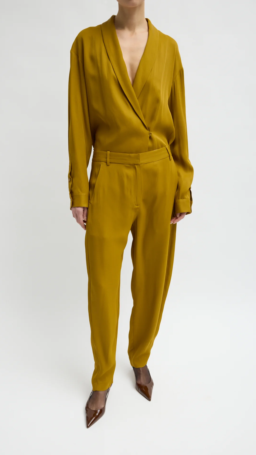 Tibi Eco Acetate Viscose Grace Trouser in Mustard