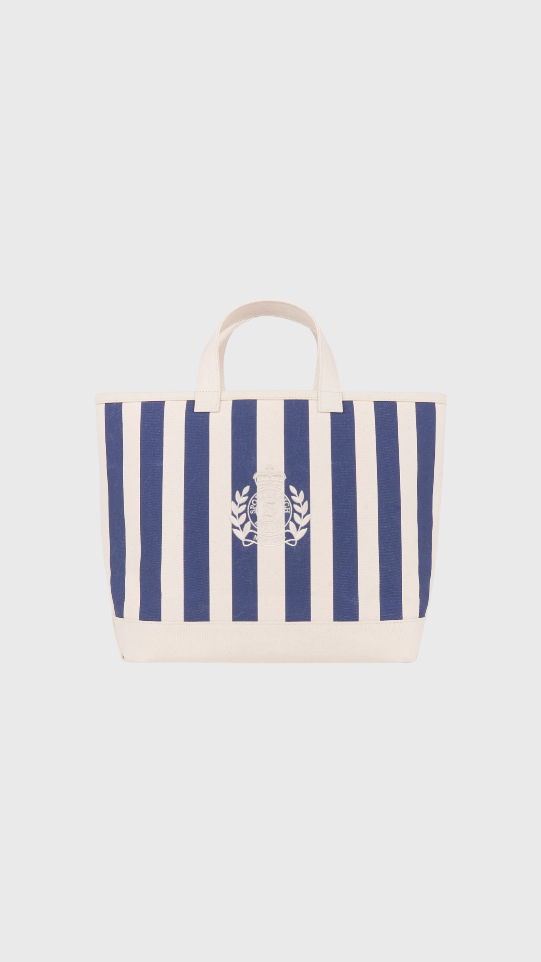 Sporty & Rich NY Crest Beach Tote in Natural/Light Navy