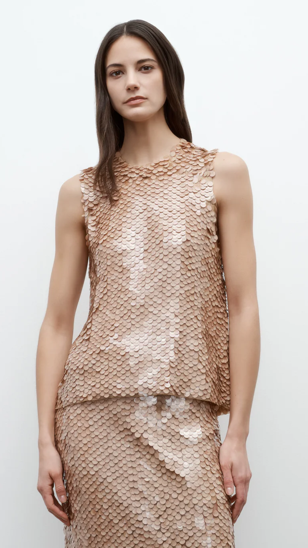 TWP Paillette Shell Tank in Nude