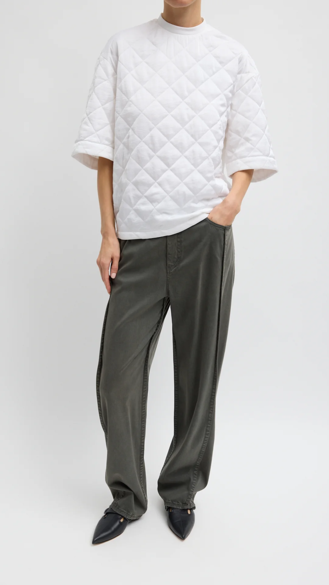 Tibi Twill Tuck Pant in Grey