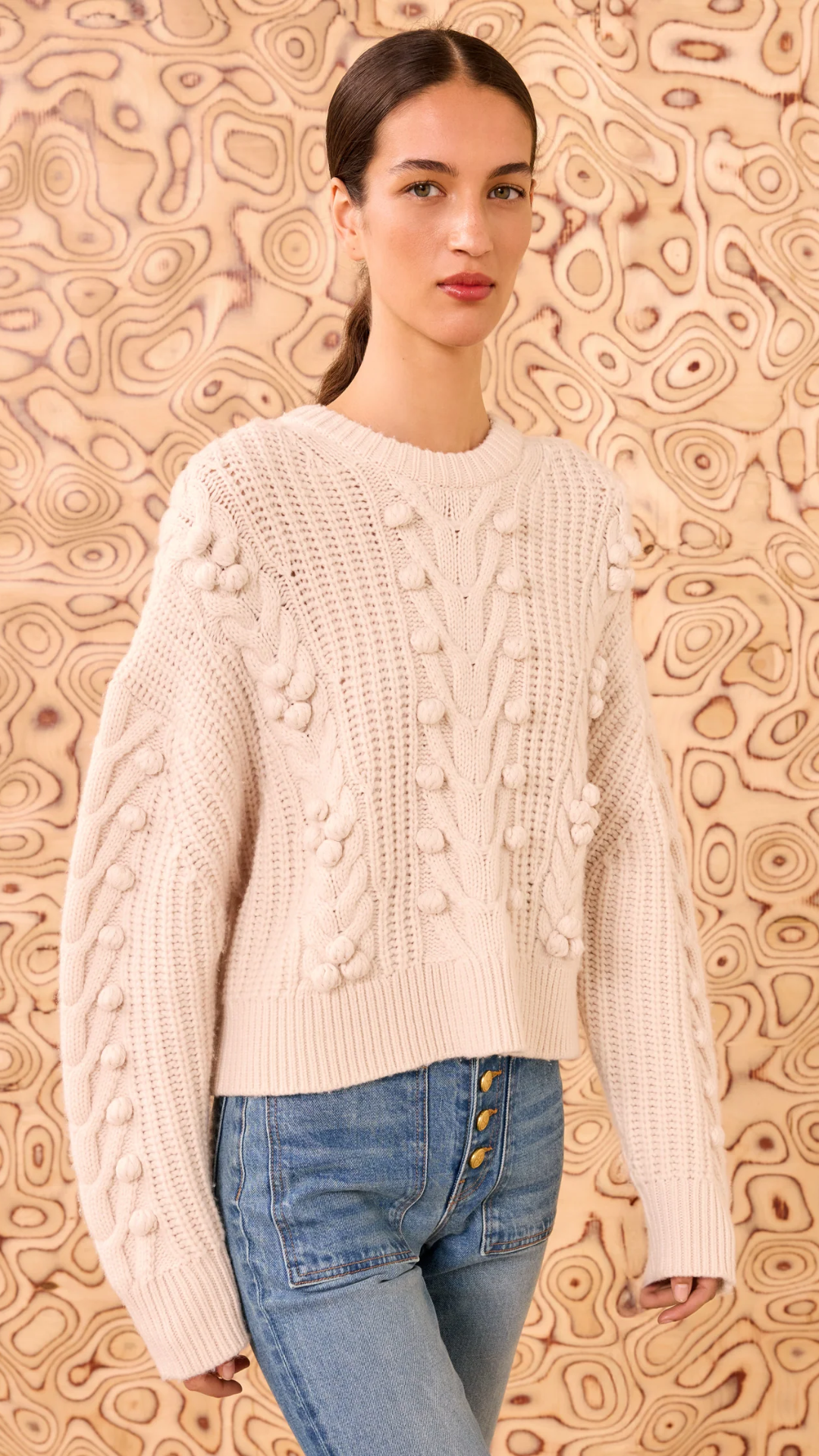 Ulla Johnson Indra Cable Knit Pullover in Alabaster