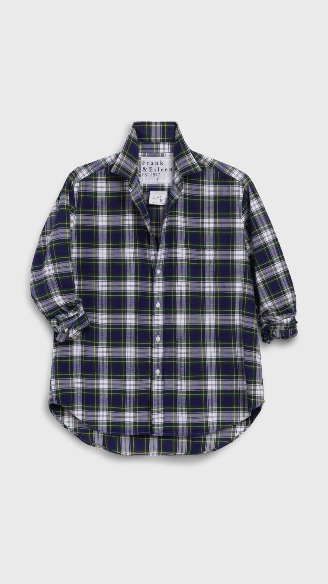 Frank & Eileen Eileen Relaxed Button Up Shirt in Blue and Green with White Plaid