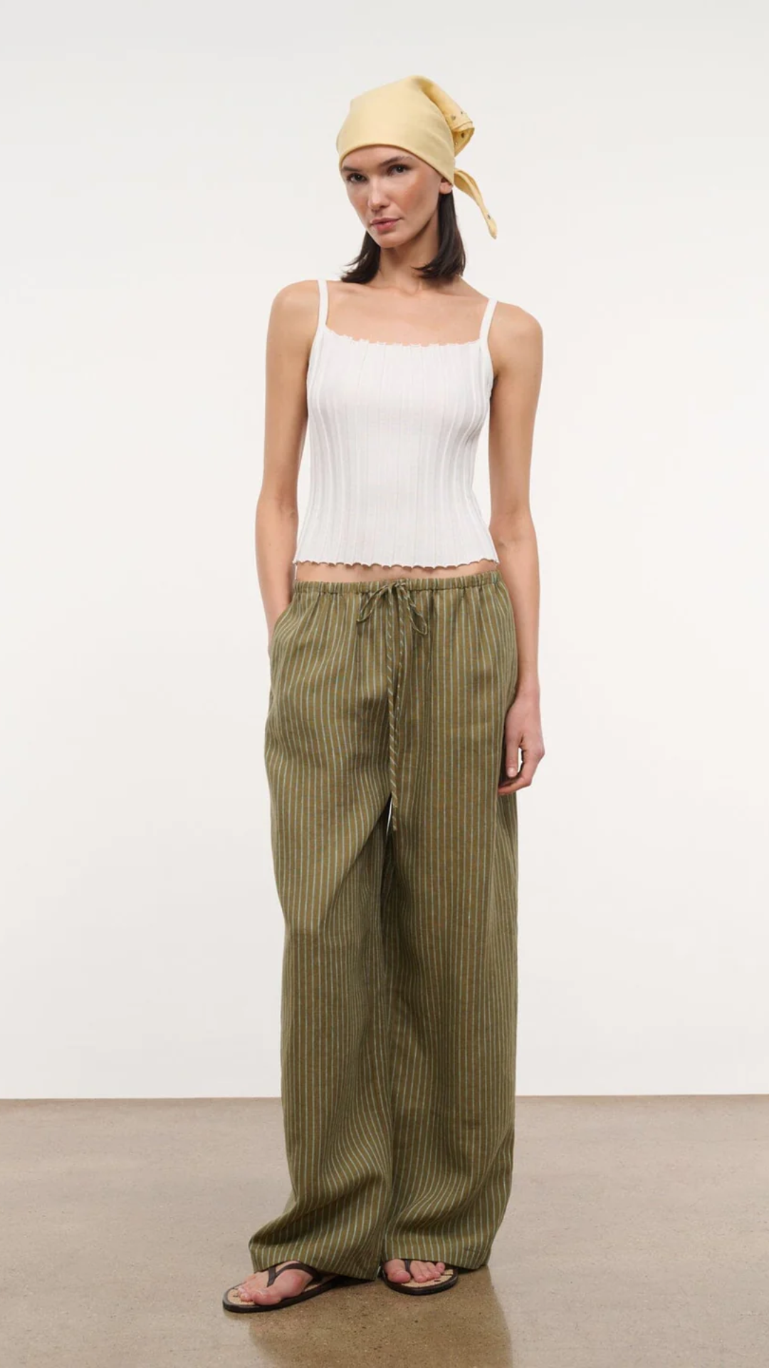 Staud Mateo Linen Pant in Porto Stripe