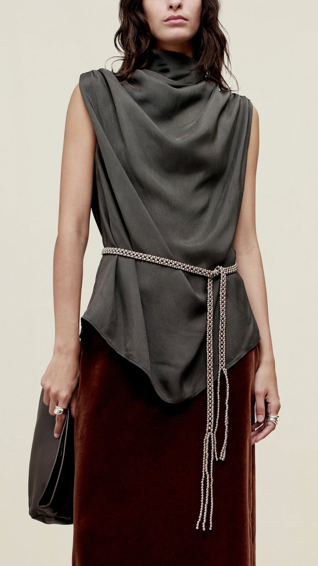 Kallmeyer Penny Draped Top in Chrome
