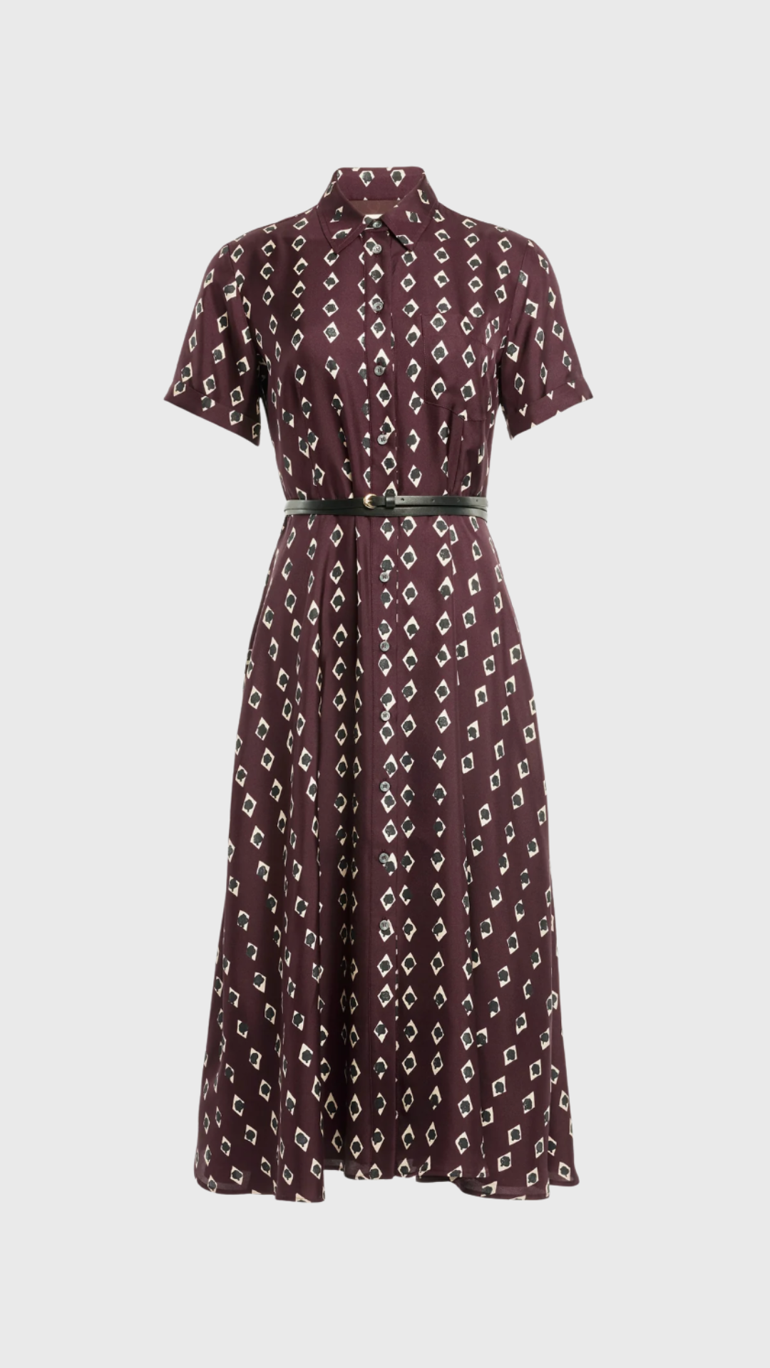 altuzarra dress Women's Kiera Silk Printed Midi - Deep Cherry Diamond Lingerie Solutions Silicone Backless YGroup_P124578 Draped creating subtle shaping through Size:XL (16-20)