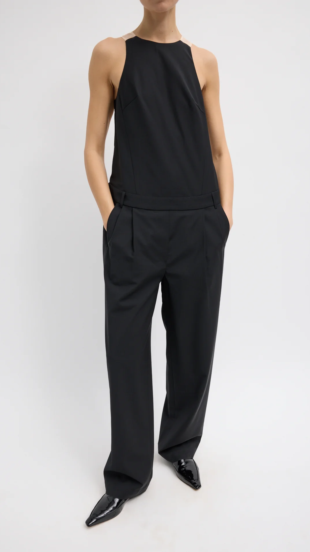 Tibi Recycled Tropical Wool Jumpsuit in Black